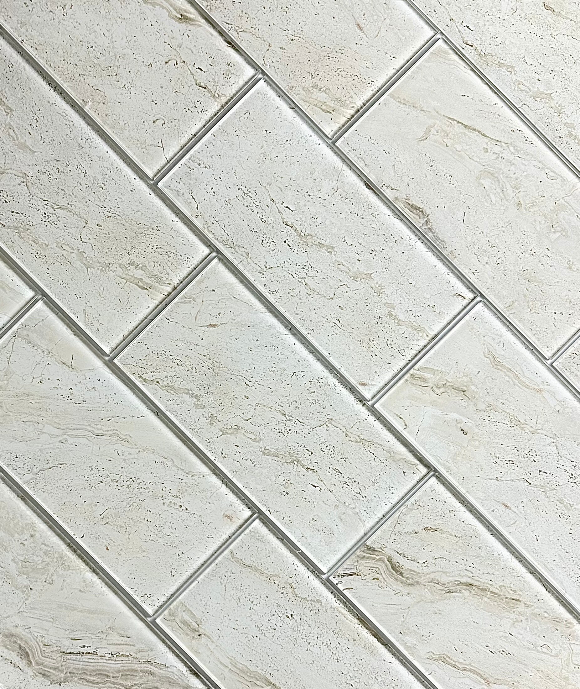 Abolos Nature 72-Pack Calacatta White/Glossy 4-in x 8-in Glossy Glass Marble Look Wall Tile