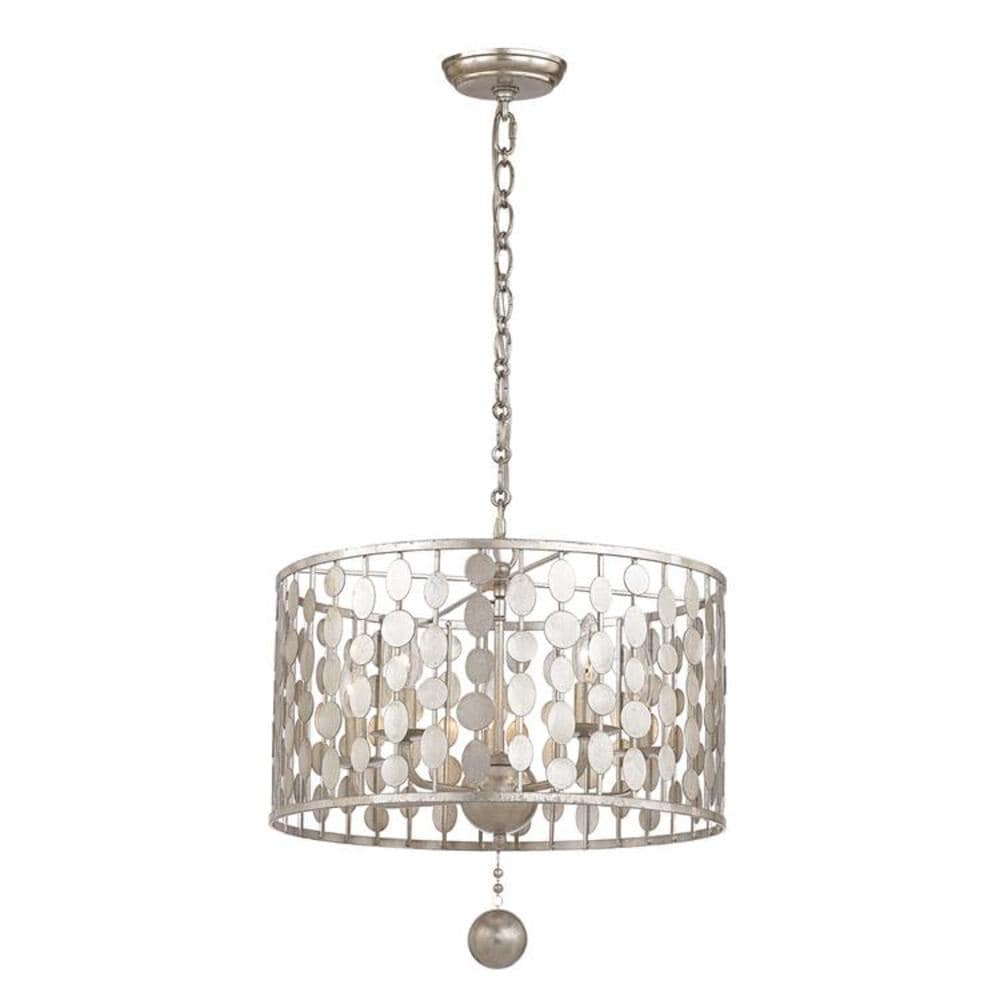 Layla Antique Silver Mini Crystal Chandelier with 5 Lights