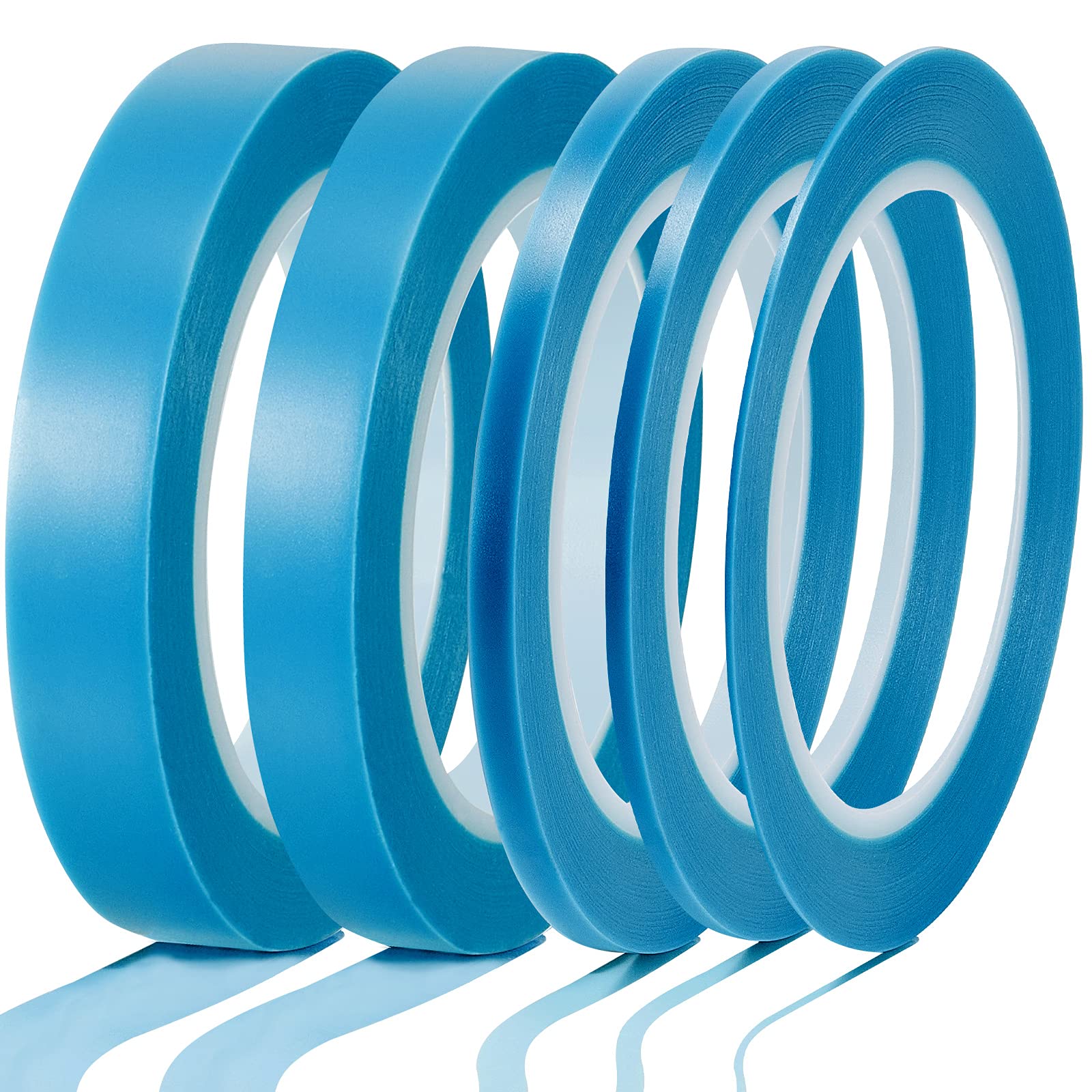 Misopily Vinyl Masking Tape 5 Rolls Automotive Paint Tape in Multiple Widths for Curves and Edges High Temperature Resistant Blue #LMS0810M497