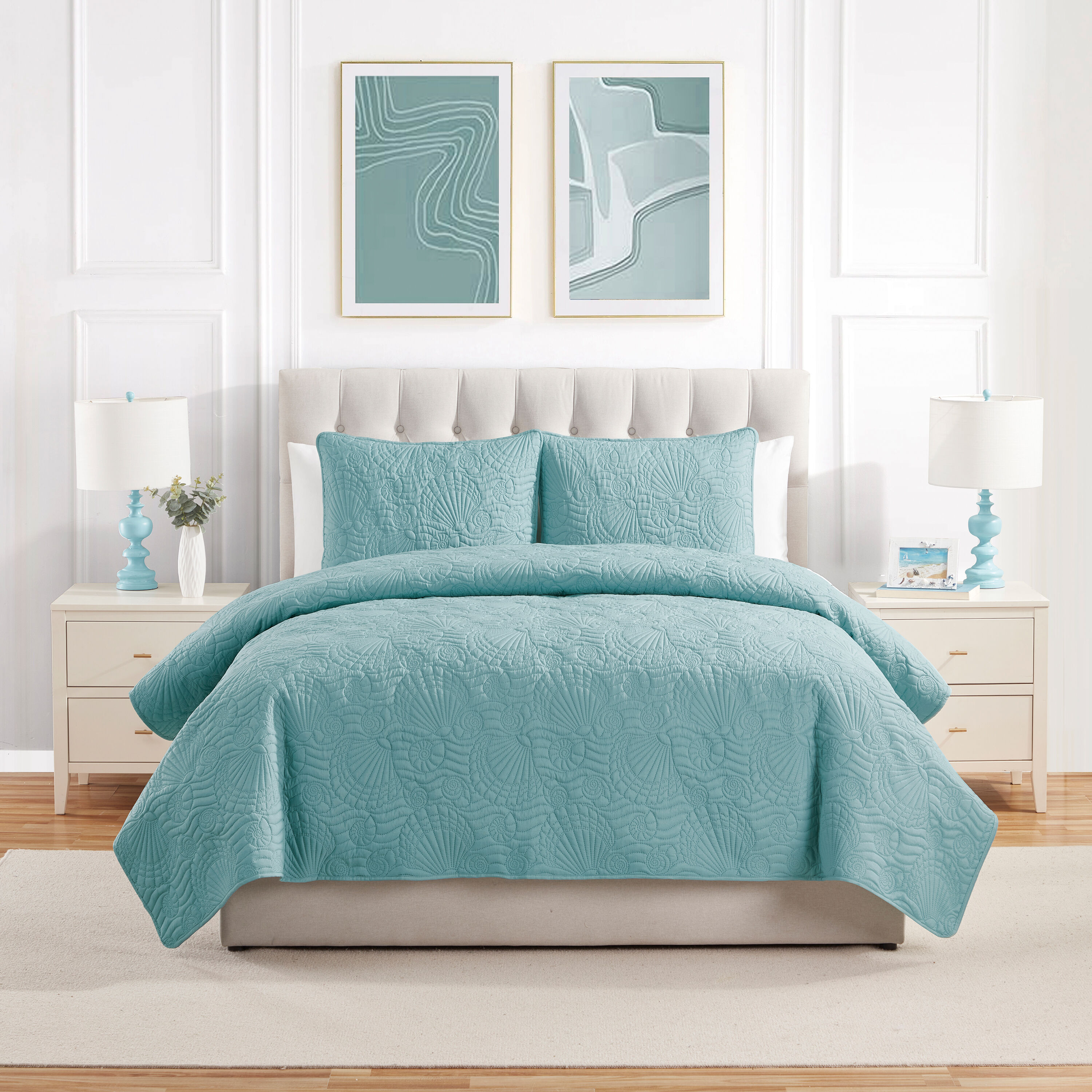 VCNY Home Ocean 3pc F/Q Qlt Seafoam