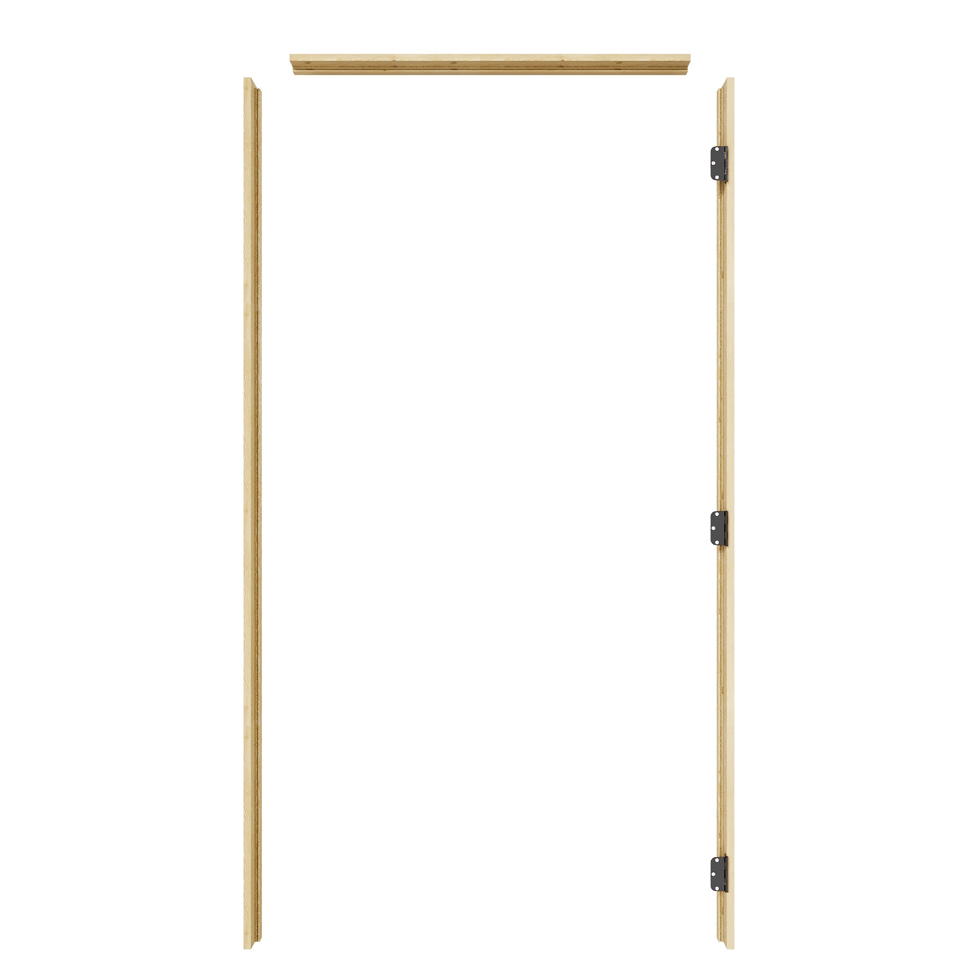 HYALON 36-in W x 80-in H Left hand Unfinished Pine Wood Exterior Prehung Door Jamb Kit with 3 Black Hinges.