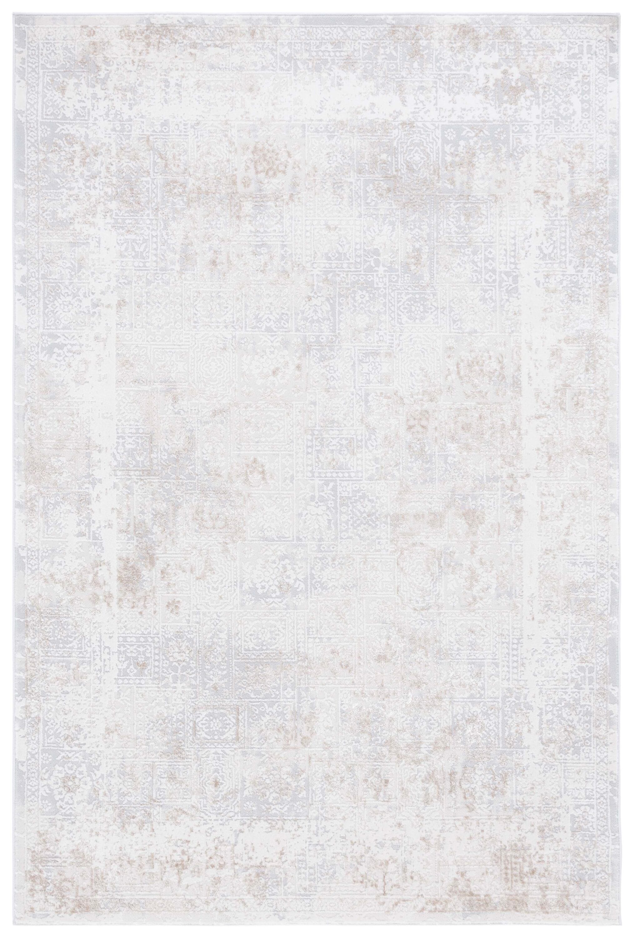Safavieh HAN101B-5 5 x 8 (ft) Loomed Polyester/Polypropylene Ivory Gray/Beige Rectangular Indoor Abstract Mid-Century Modern Area rug