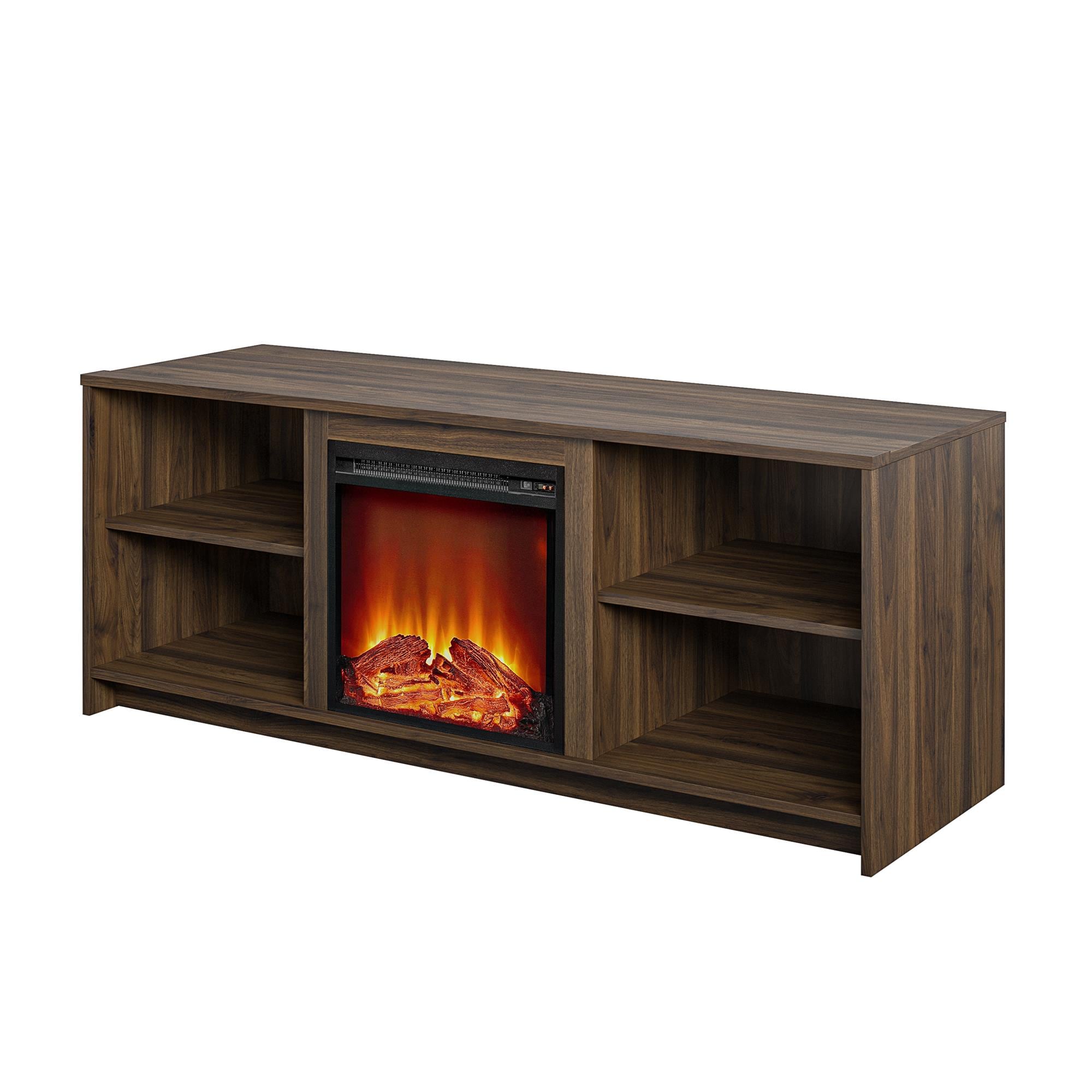 Ameriwood Home Vaughn Electric Fireplace TV Stand Walnut 