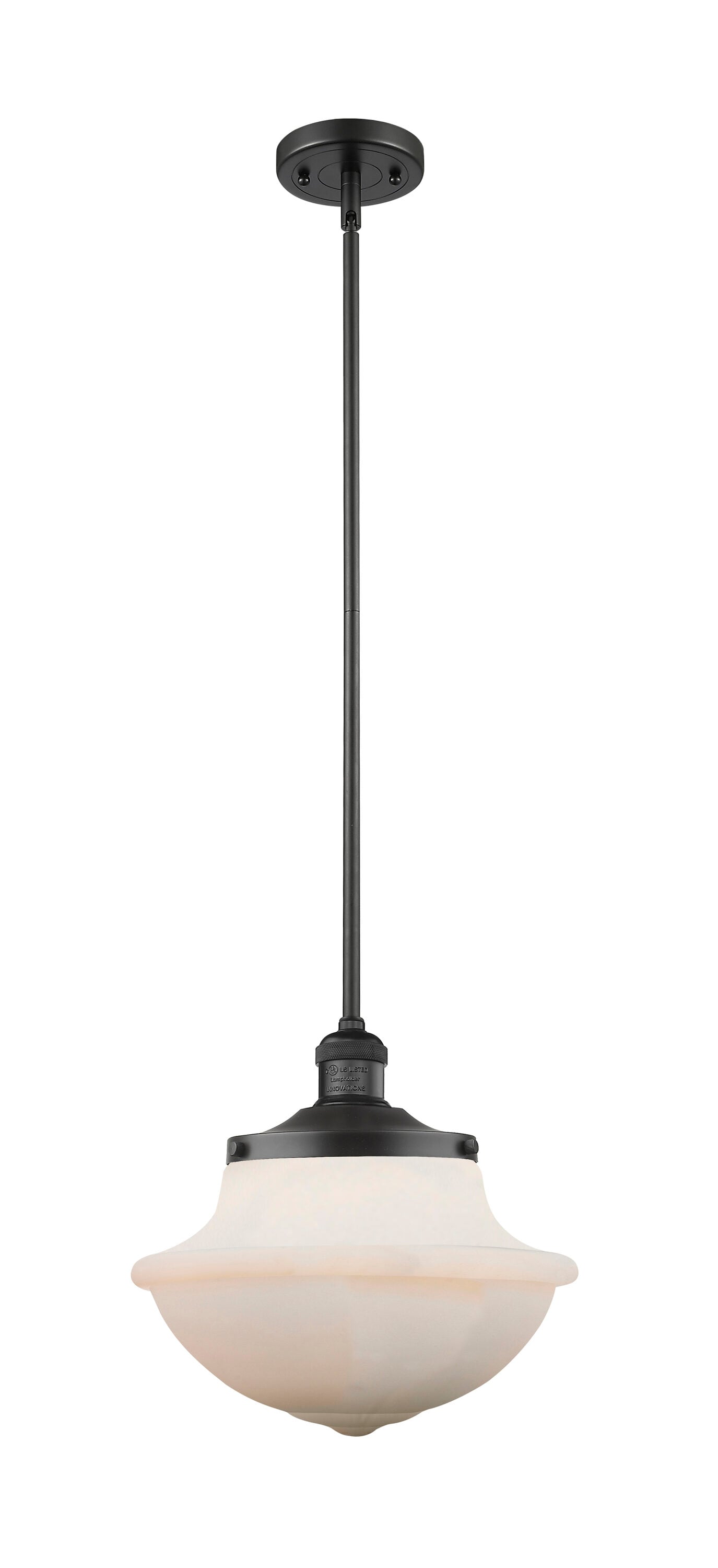 Innovations Lighting 201S-BK-G541 Oxford Matte Black Traditional Opal glass Schoolhouse Medium Hanging Pendant light