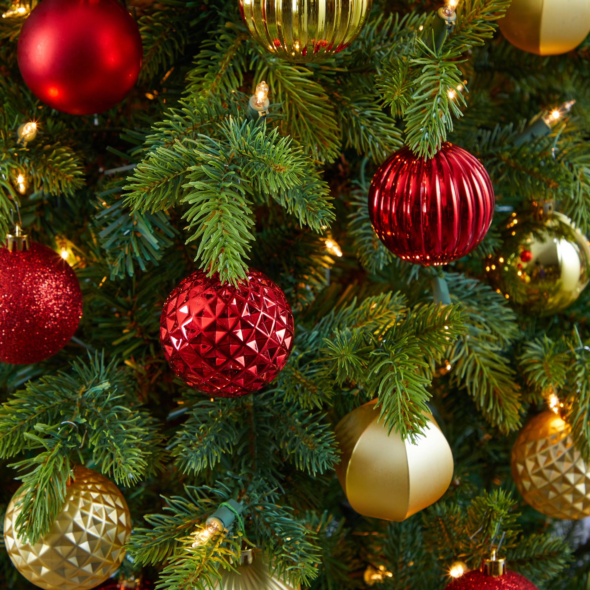 Red and Gold Shatterproof Plastic Christmas Ornament Set