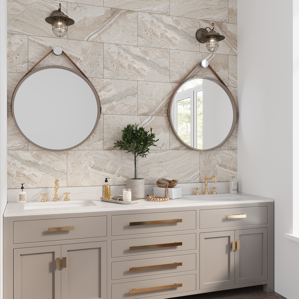 Apollo Tile IMP88EANA1224 Splendor Beige 12-in x 24-in Matte Porcelain Marble look Large format Floor and Wall Tile ( 11.62-sq ft Carton )