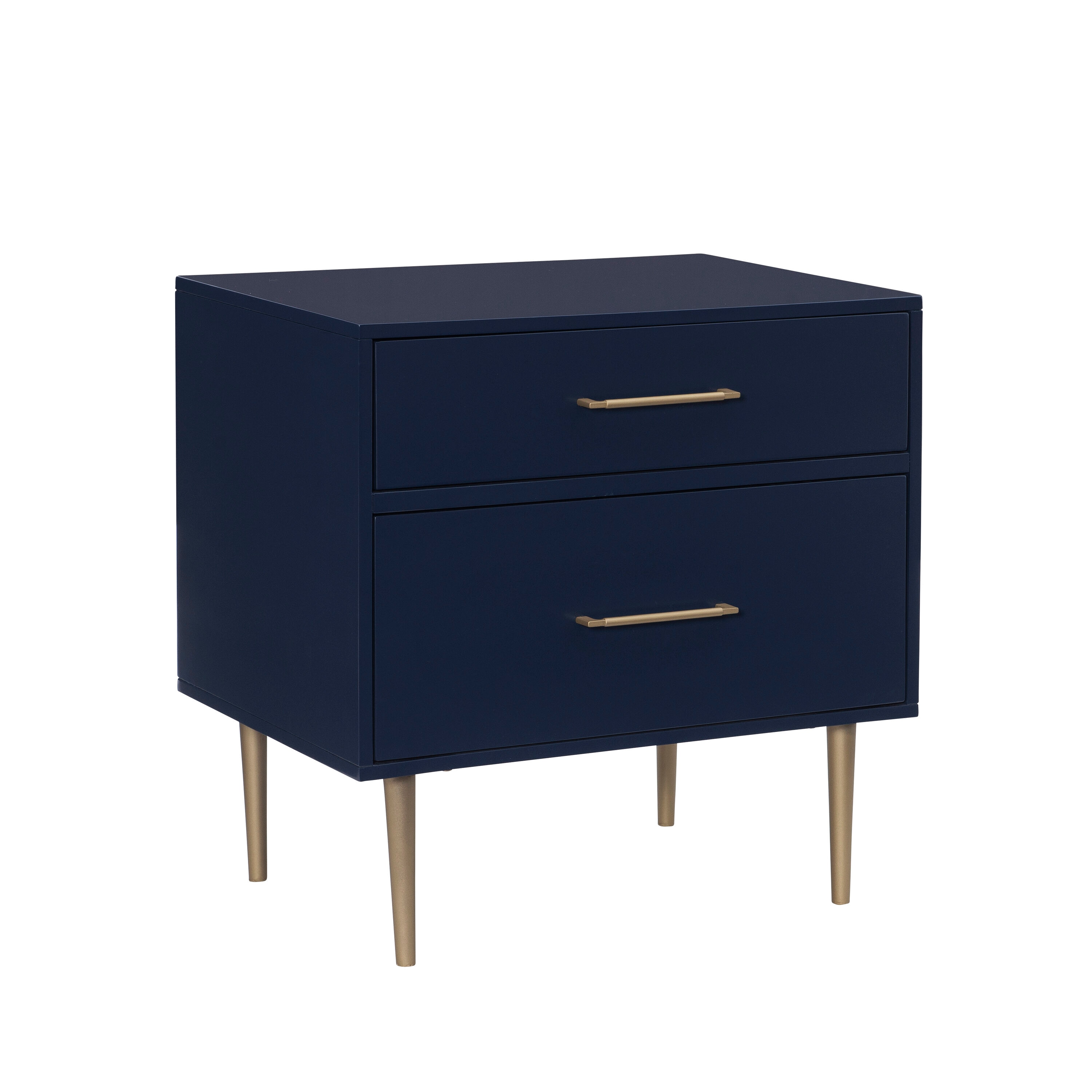 Linon LOWES1800 Winston Navy Rubberwood Nightstand