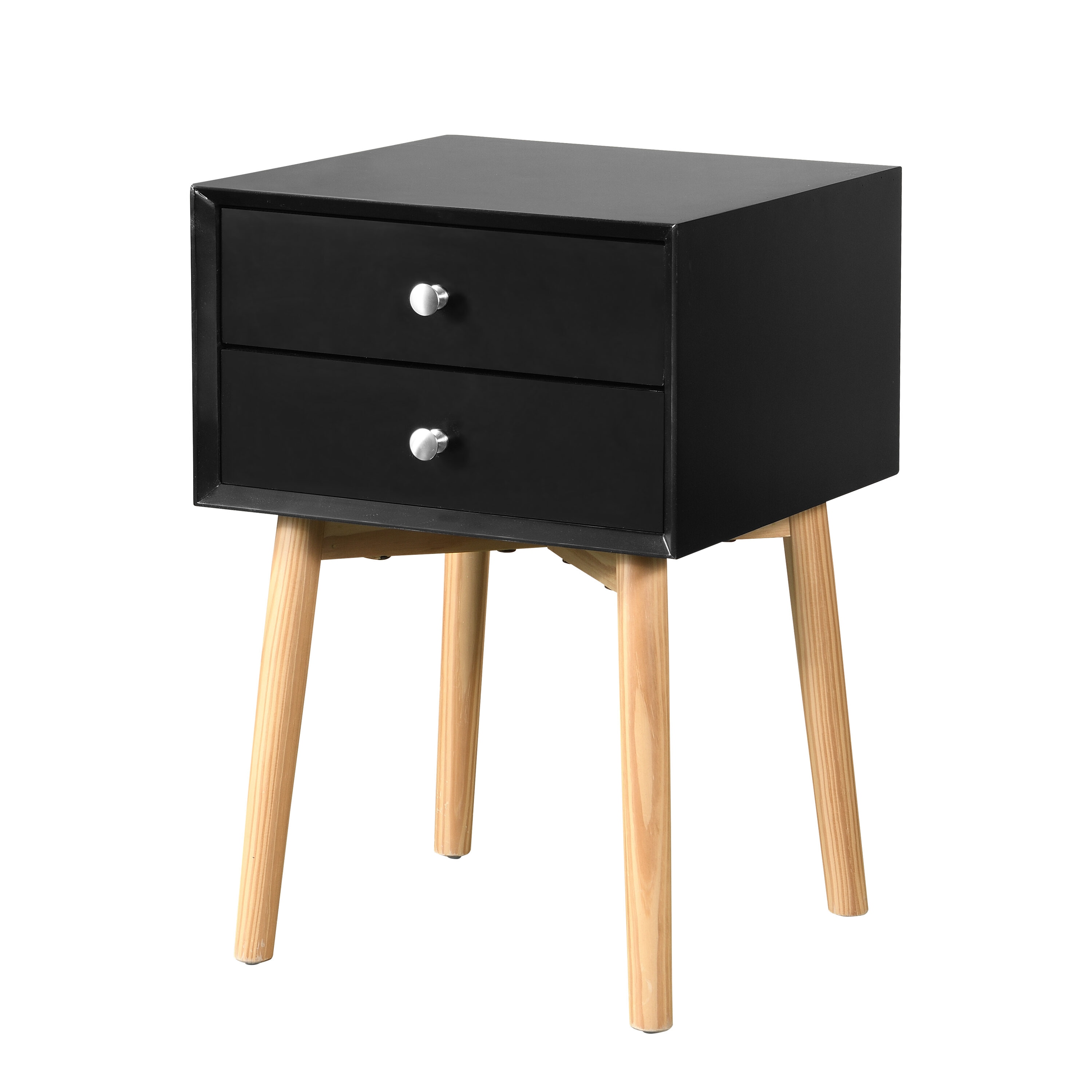Clihome Black 2 -Drawer 15.75-in W x 24.02-in H Modern Nightstand