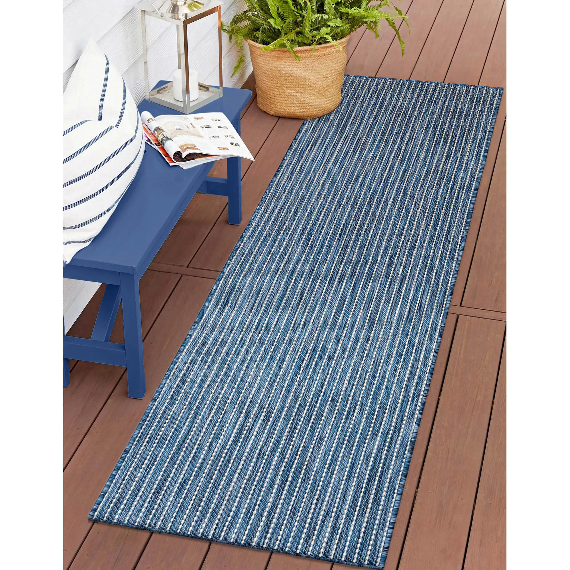 Liora Manne CRER8842233 Carmel 2 x 8 (ft) Polypropylene Navy Rectangular Indoor/Outdoor Solid Runner rug