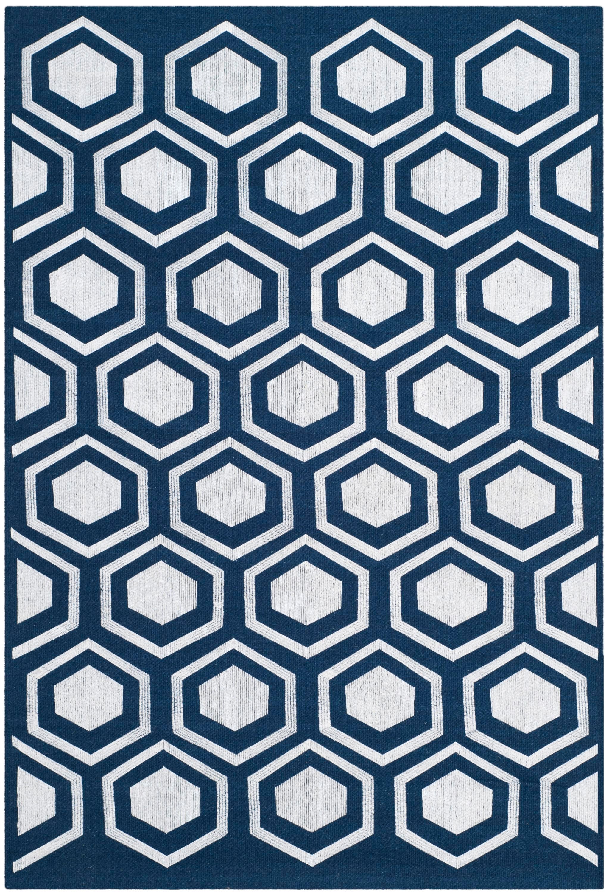 Safavieh KLM629B-4 Kilim Tarion 4 x 6 (ft) Wool Navy Rectangular Indoor Geometric Oriental Area rug