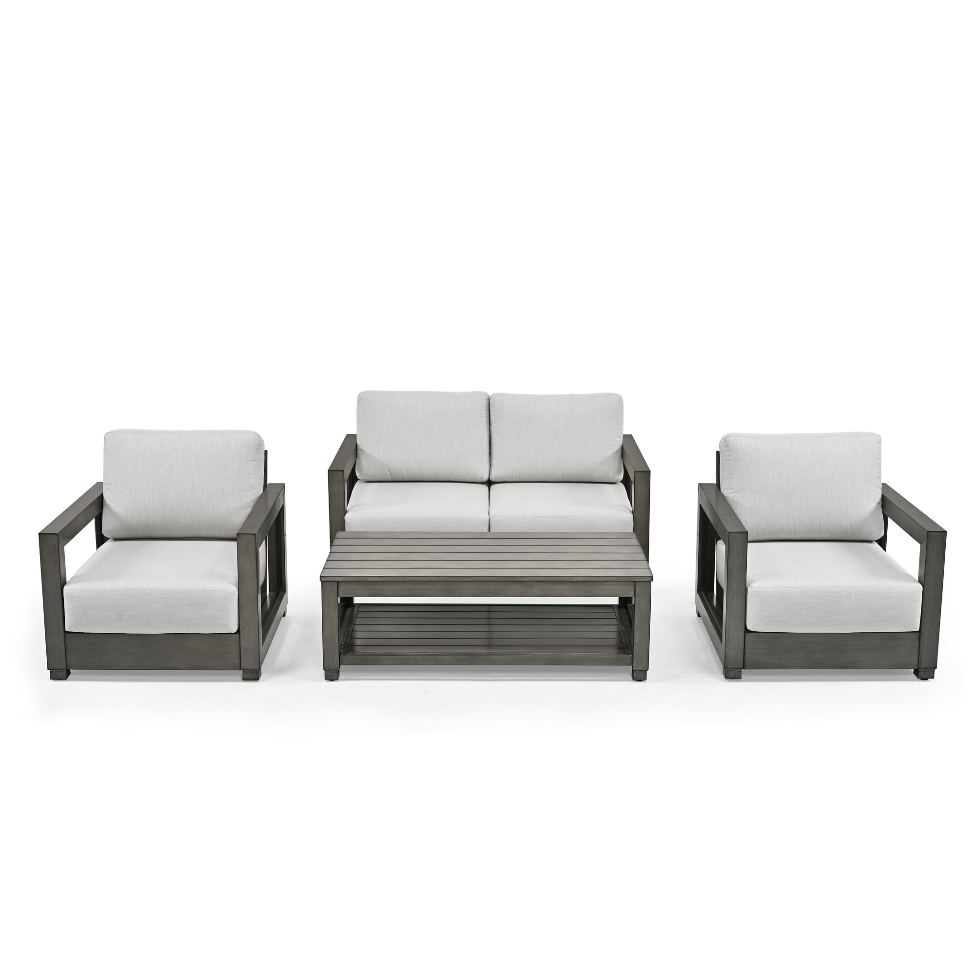  EL-SF4-GG-E1-WL3 PureForm 4 -Piece Patio Conversation Set with Gray EGEIROS LIFE Cushions