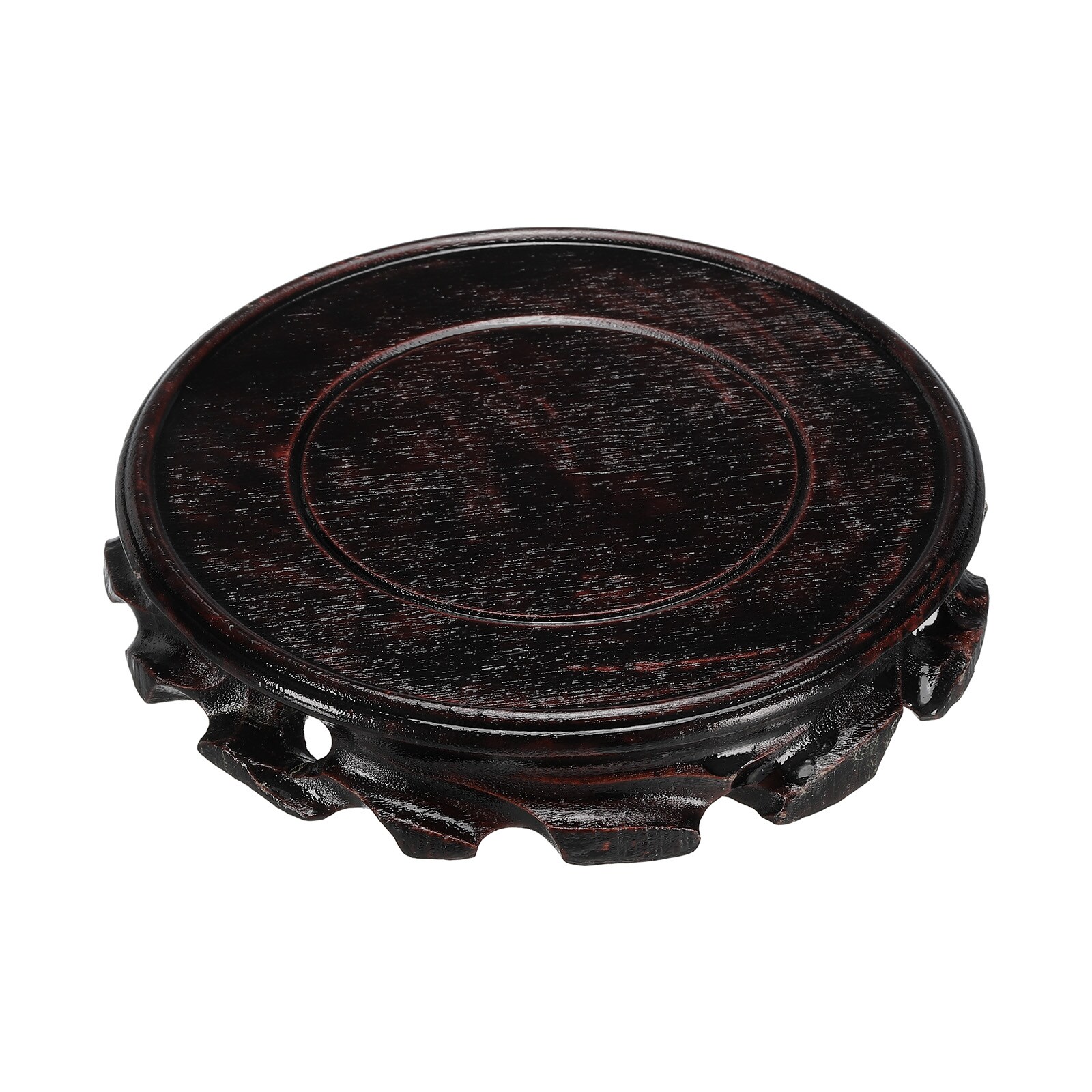Unique Bargains - Wooden Stand Holders Displays Base 120mm Diameter Black for Vase Bonsai Stone