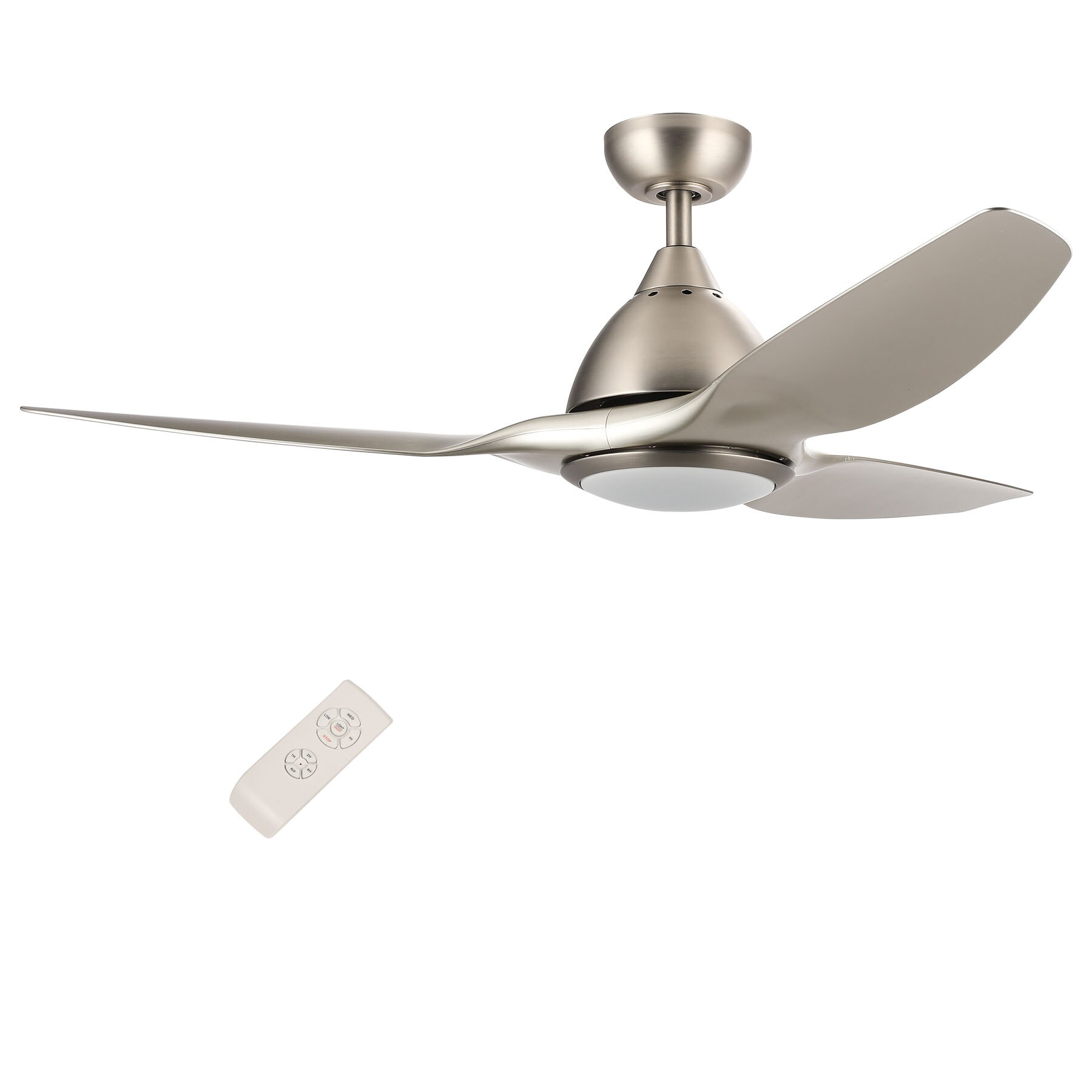 CO-Z CFN-1058-NI 52-in Brushed Nickel Color-changing Indoor Propeller Ceiling Fan with Light and Remote (3-Blade)