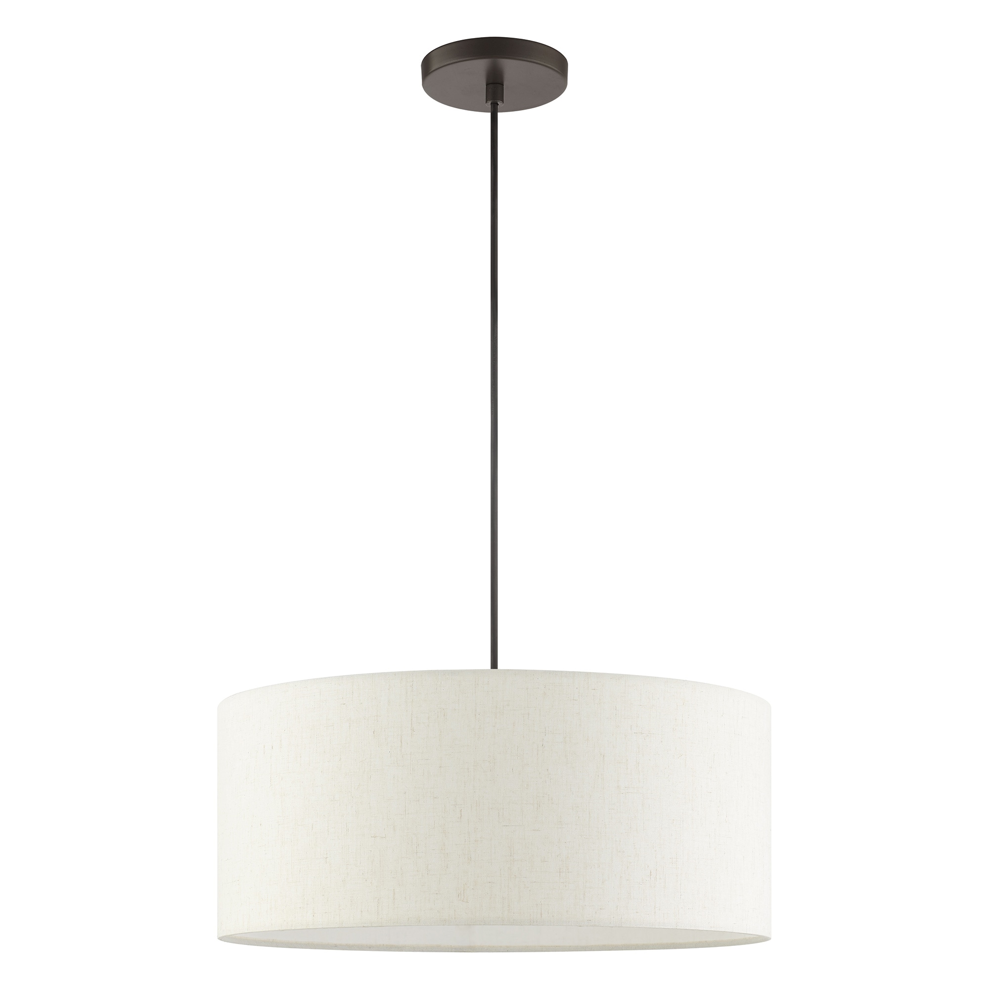 Meadow 3-Light English Bronze Drum Pendant with Oatmeal Shade