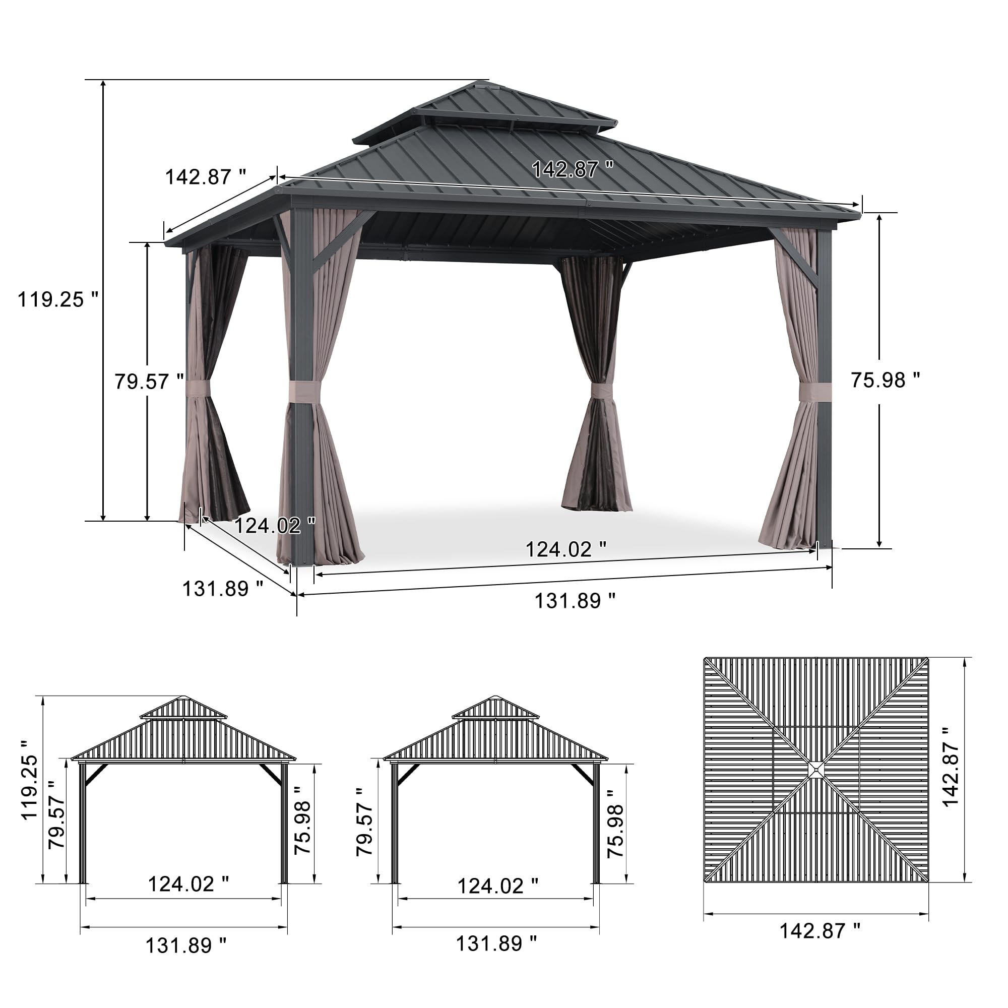 PURPLE LEAF LS04JJG1212 Wood-Resin-Gazebos - View #13