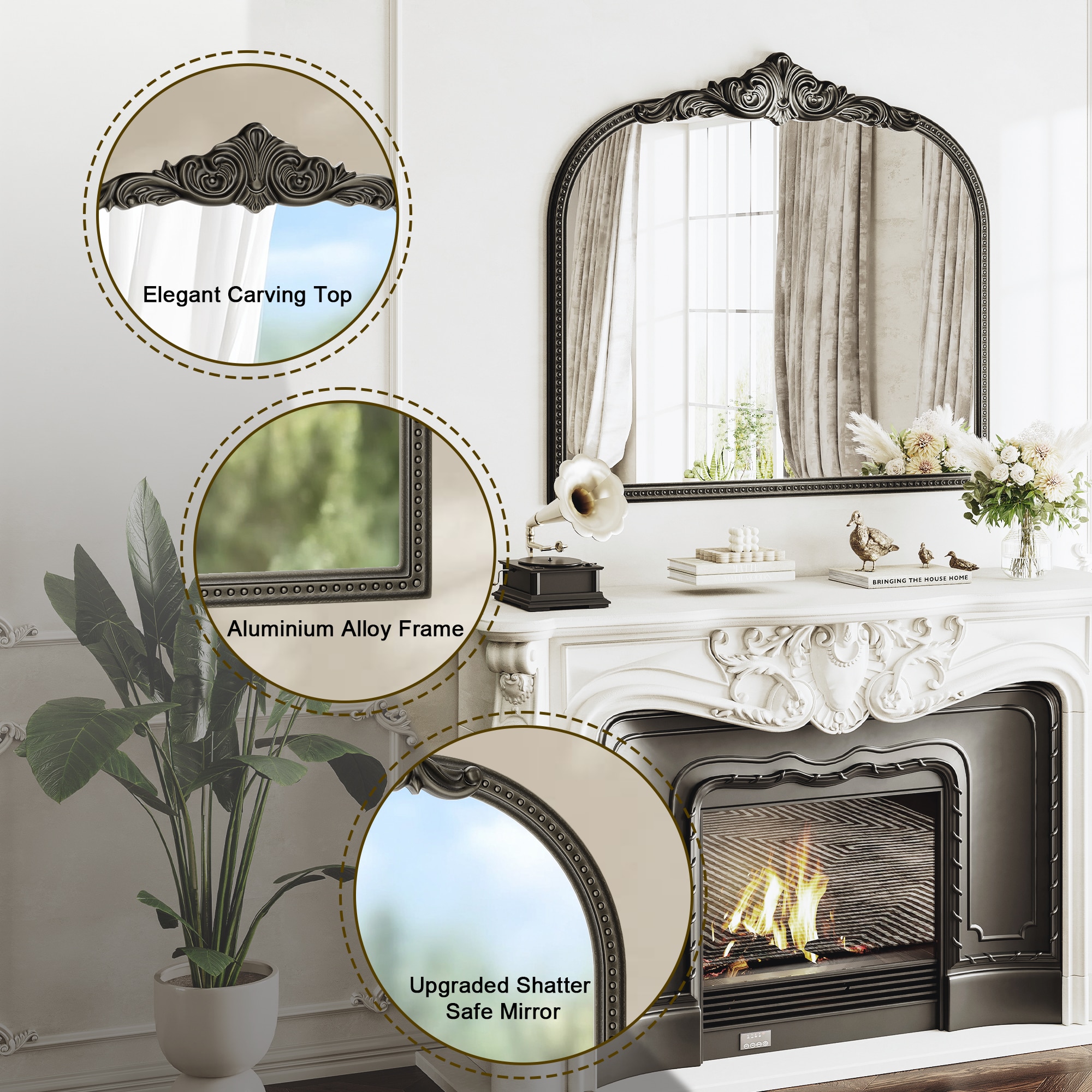 JEAREY JE-TYY-BK Framed-Bath-Mirrors - View #3