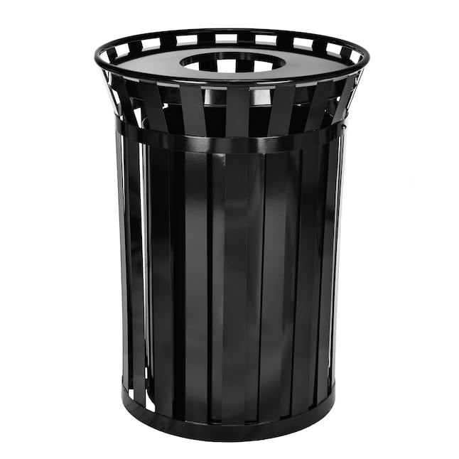 Alpine Industries 38-Gallons Black Steel Commercial Trash Can