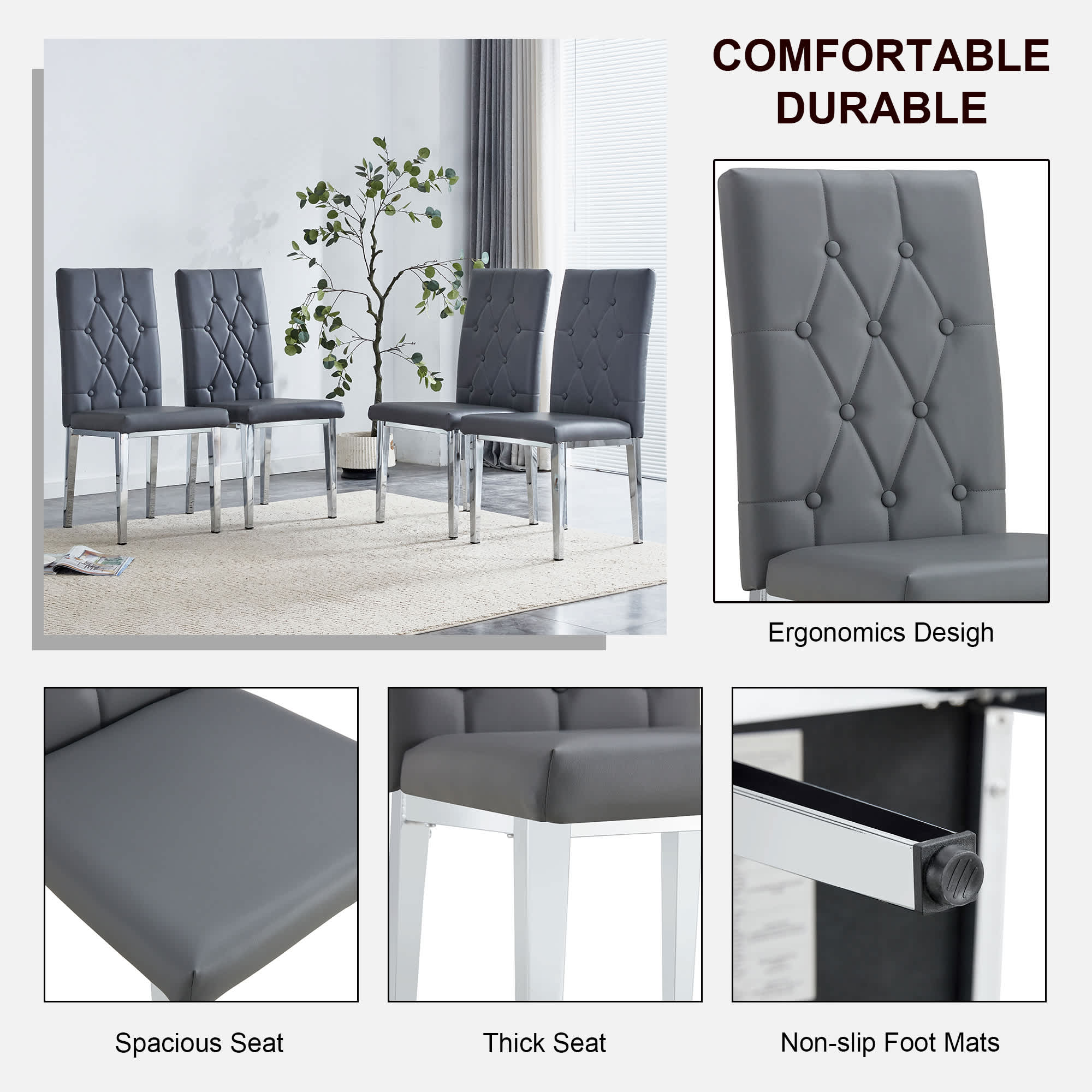 Vynxaria LEXY0071-DJCY-2GRY Dining-Chairs - View #4