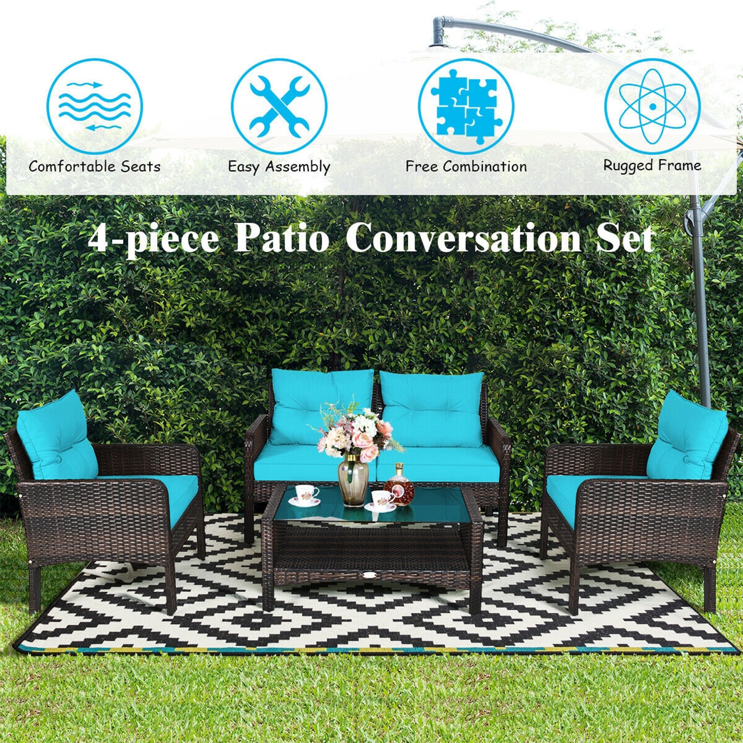 Forclover HYFE-68637ATU Patio-Conversation-Sets - View #3
