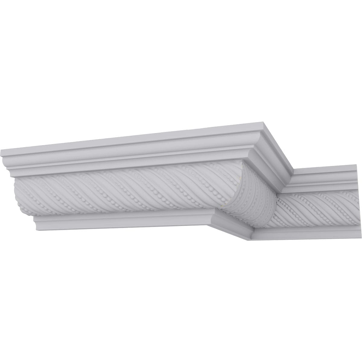 Primed White Beaded Rope Polyurethane Crown Moulding