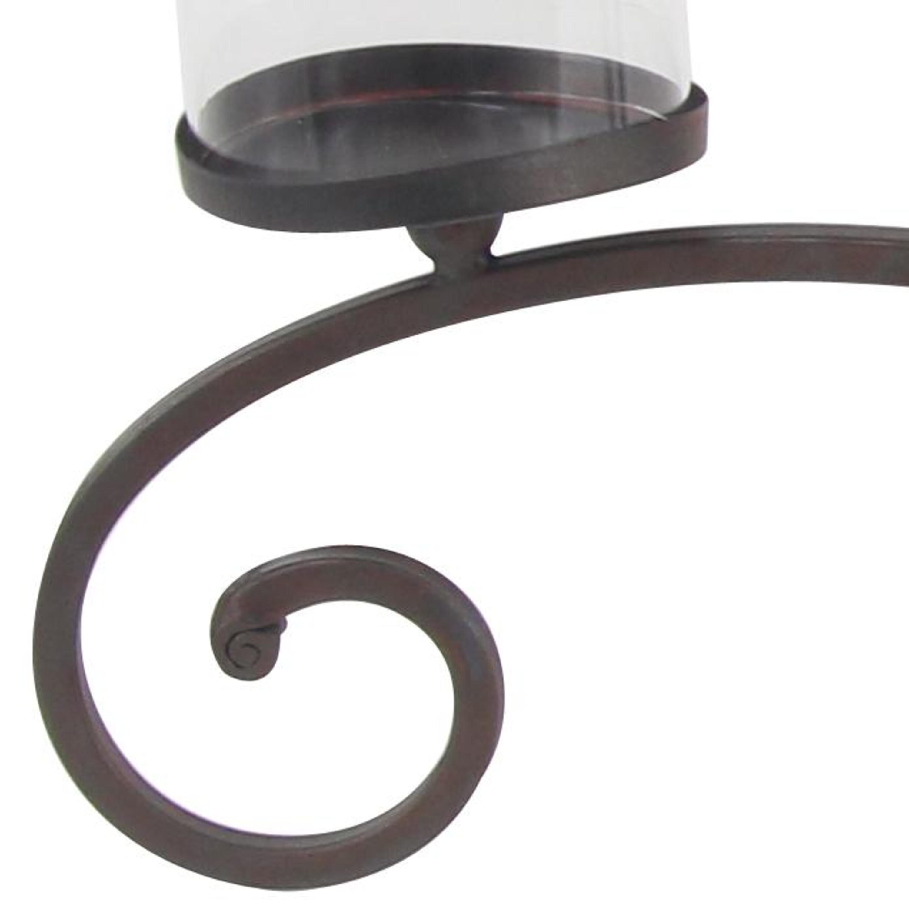 Black Iron 5-Light Candelabra with Glass Shades