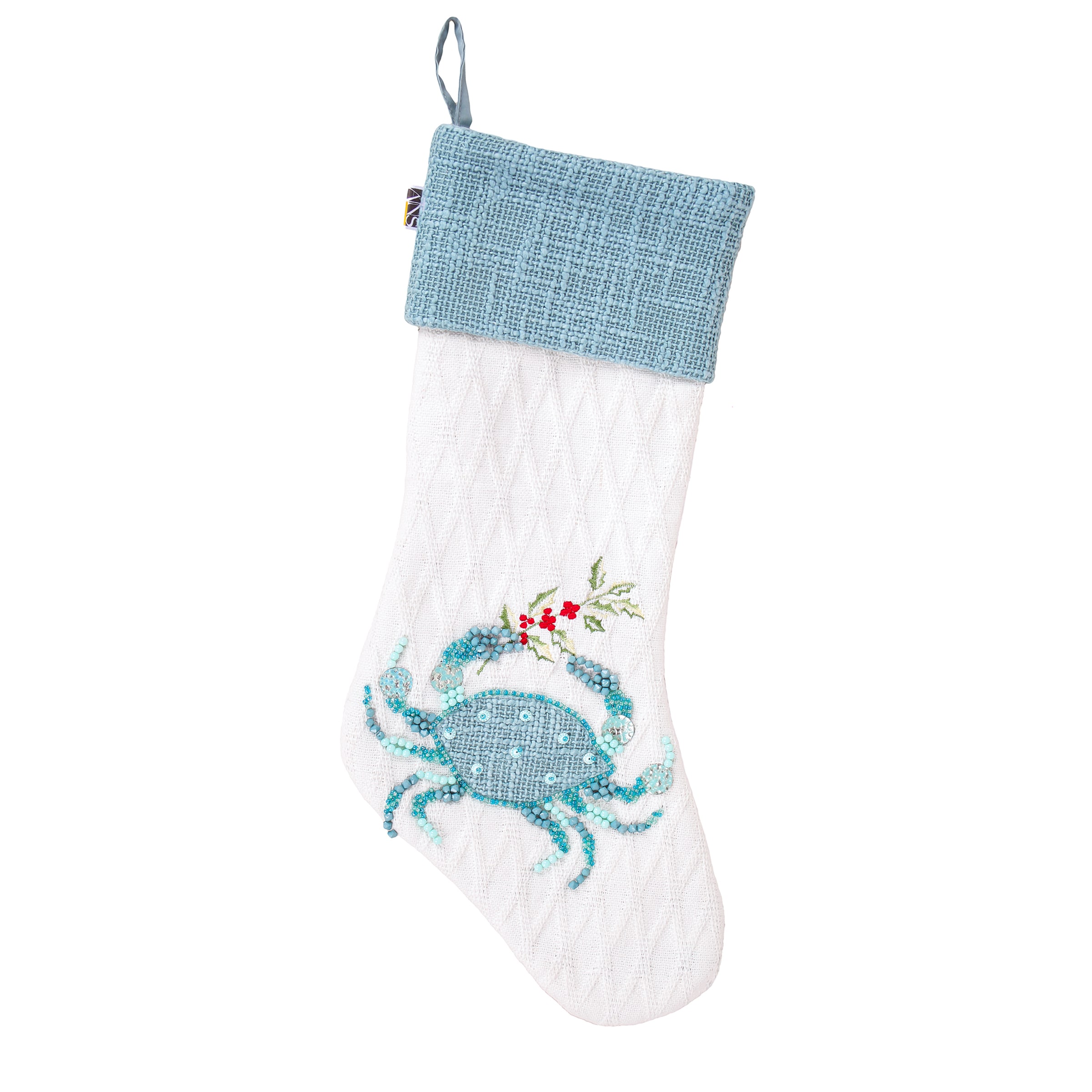 National Tree Company HGT93-CSG25048A 20-in White Nautical Christmas Stocking