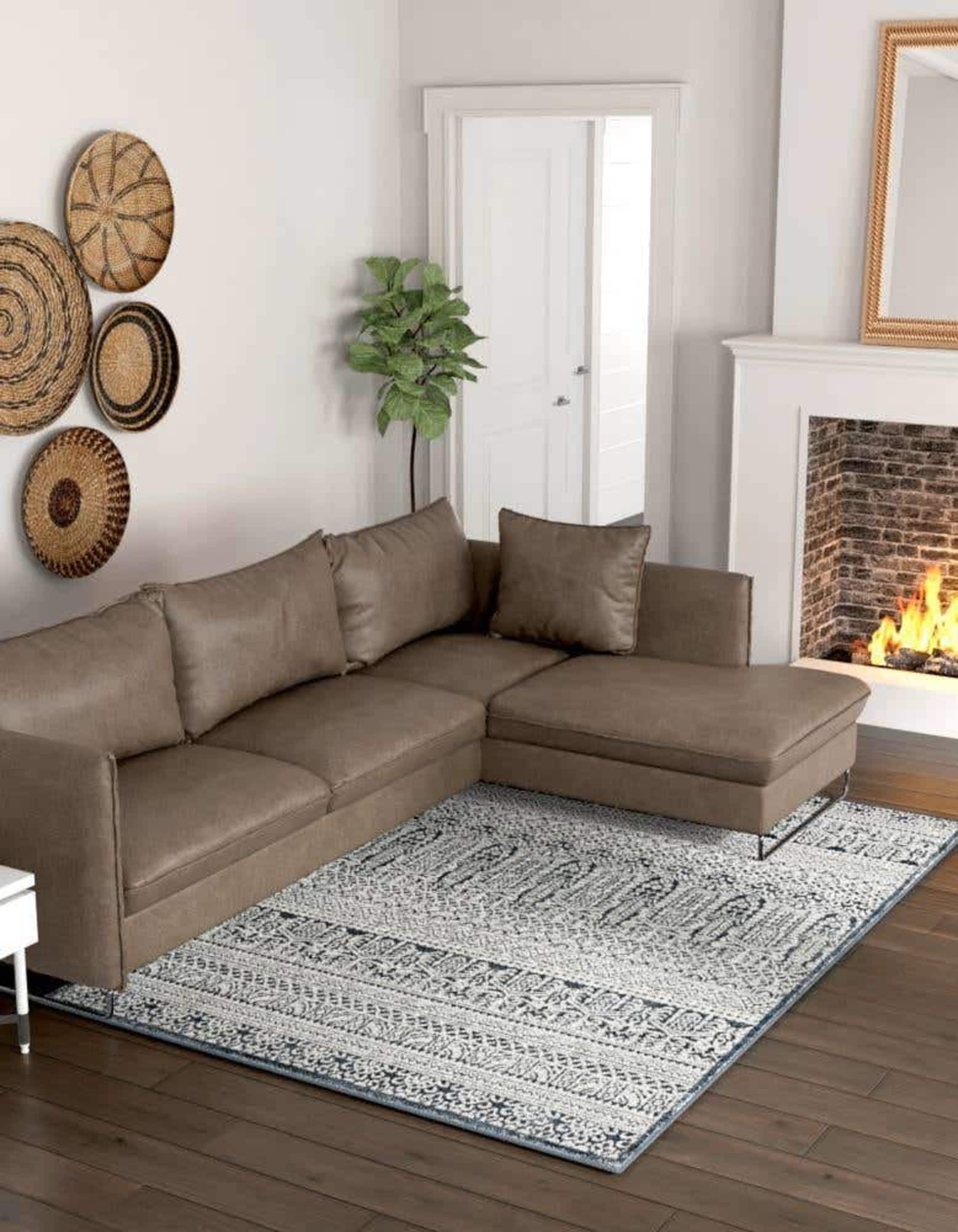 Unique Loom 3186914 Jill Zarin Uptown 8 x 10 (ft) Loomed Polypropylene Blue Rectangular Indoor Geometric Bohemian/Eclectic Area rug