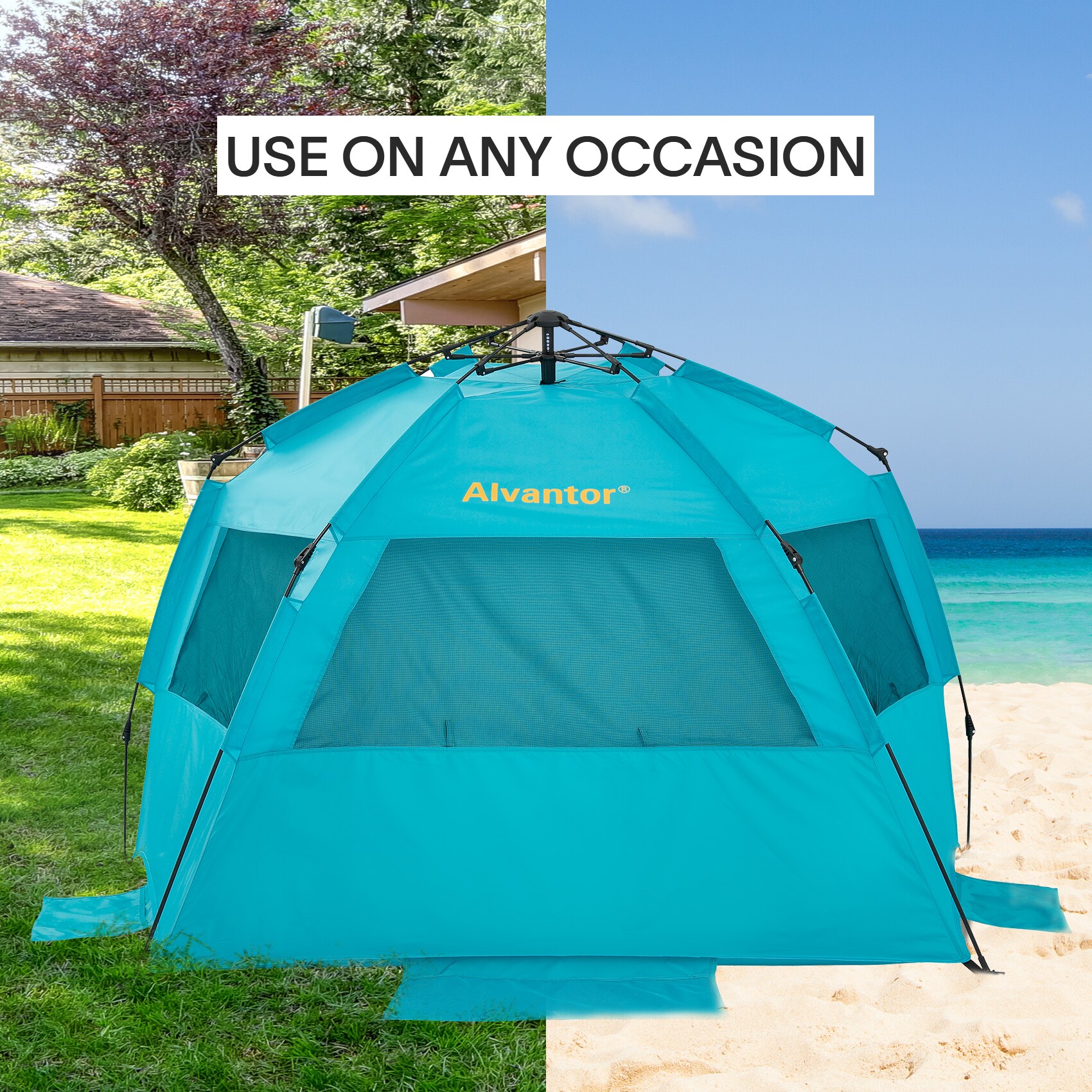 Blue Pop-Up Beach Tent with Carry Bag and UV Protection