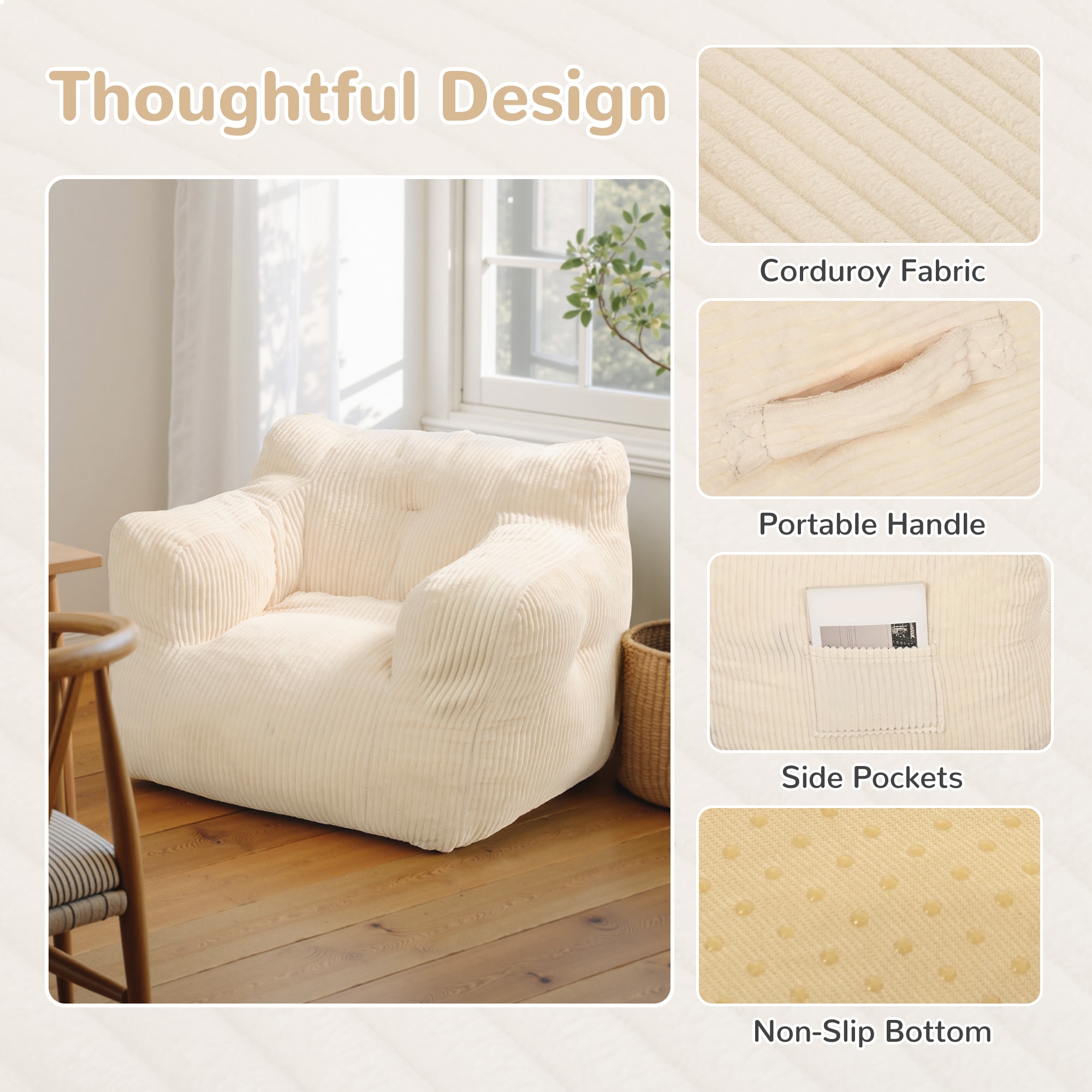 PamaPic BBC-WH-ML1 Bean-Bag-Chairs - View #6