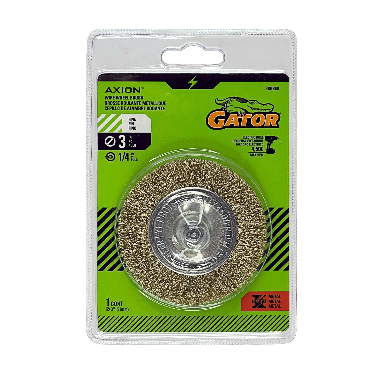 Gator  3 in. Fine Crimped Wire Wheel Brush Brass Coated Steel 4500 rpm 1 pc