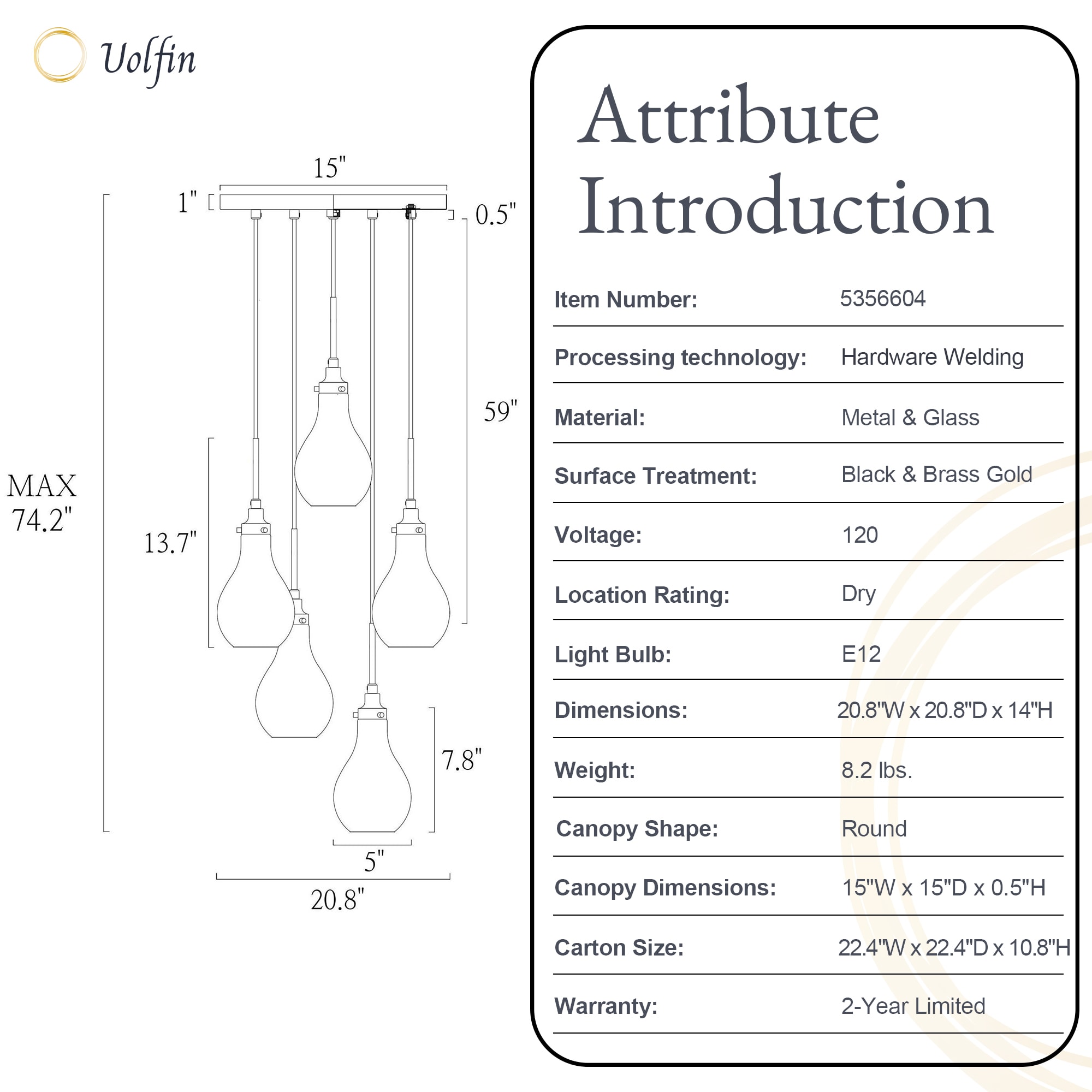 Uolfin QVVBMBUO68H578 Pendant-Lights - View #6