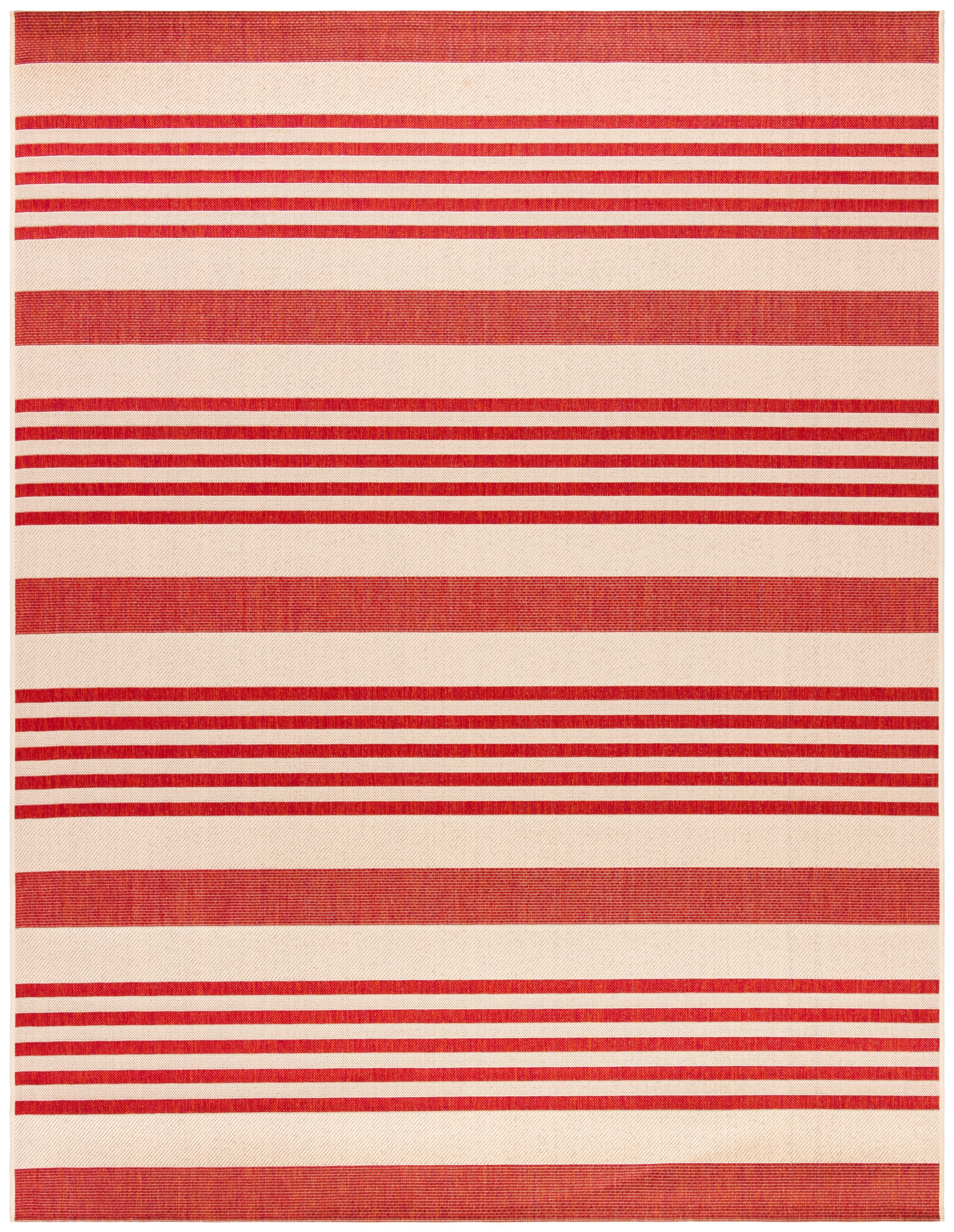 Safavieh BHS222Q-9 Beach House Cora 9 x 12 (ft) Loomed Polypropylene Beige/Red Rectangular Indoor/Outdoor Stripe Farmhouse/Cottage Area rug