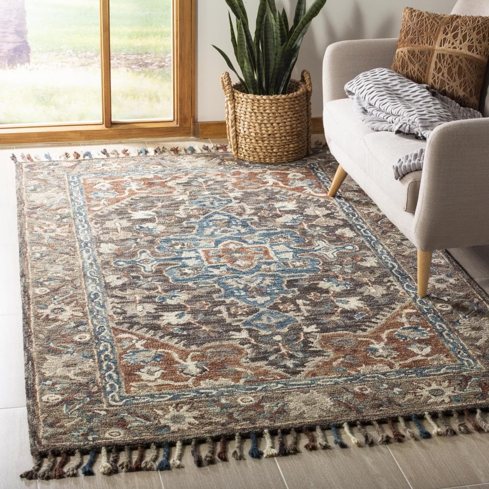 Aspen Charcoal and Light Brown Wool 8' x 10' Area Rug