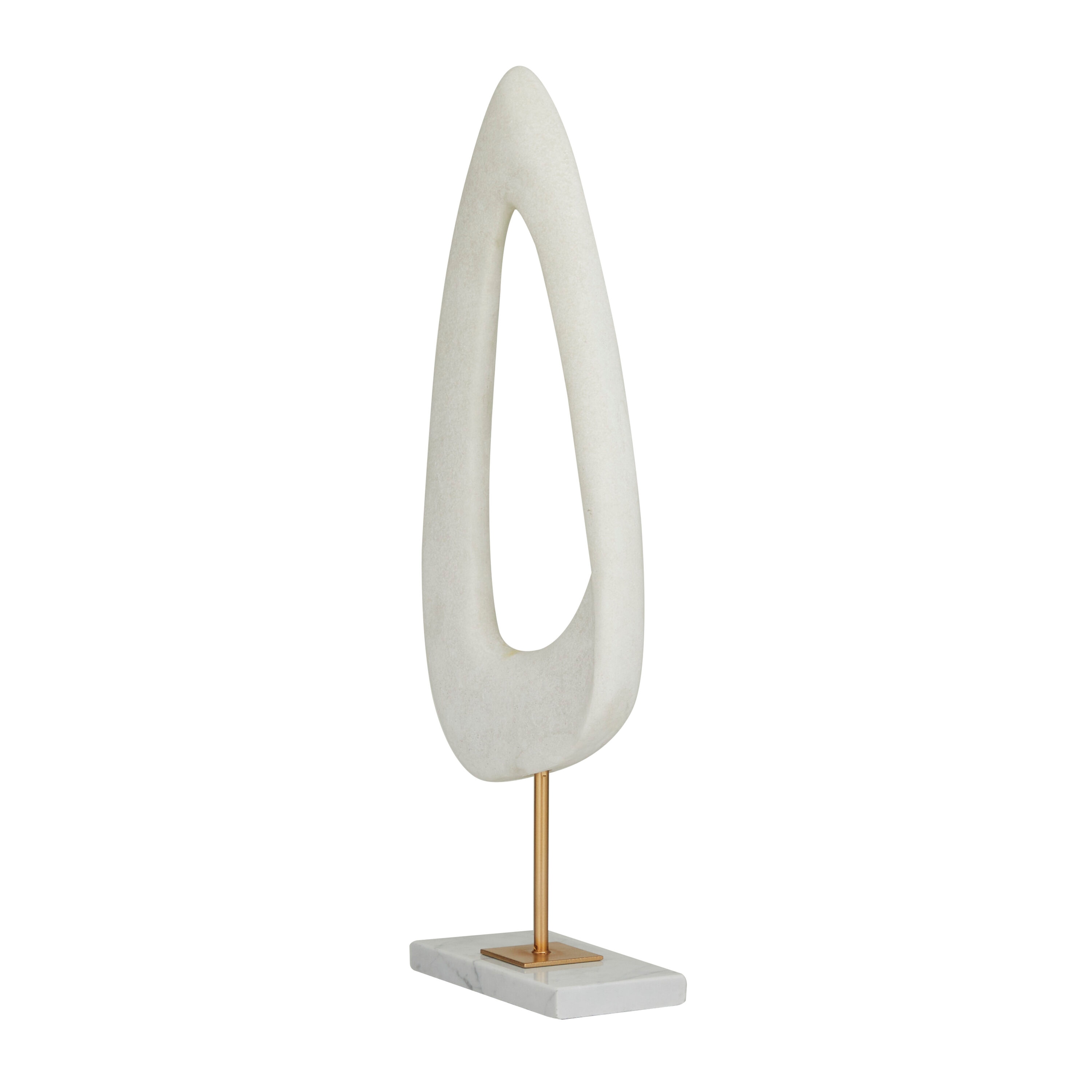 20" White Porcelain Abstract Sculpture with Marble Base