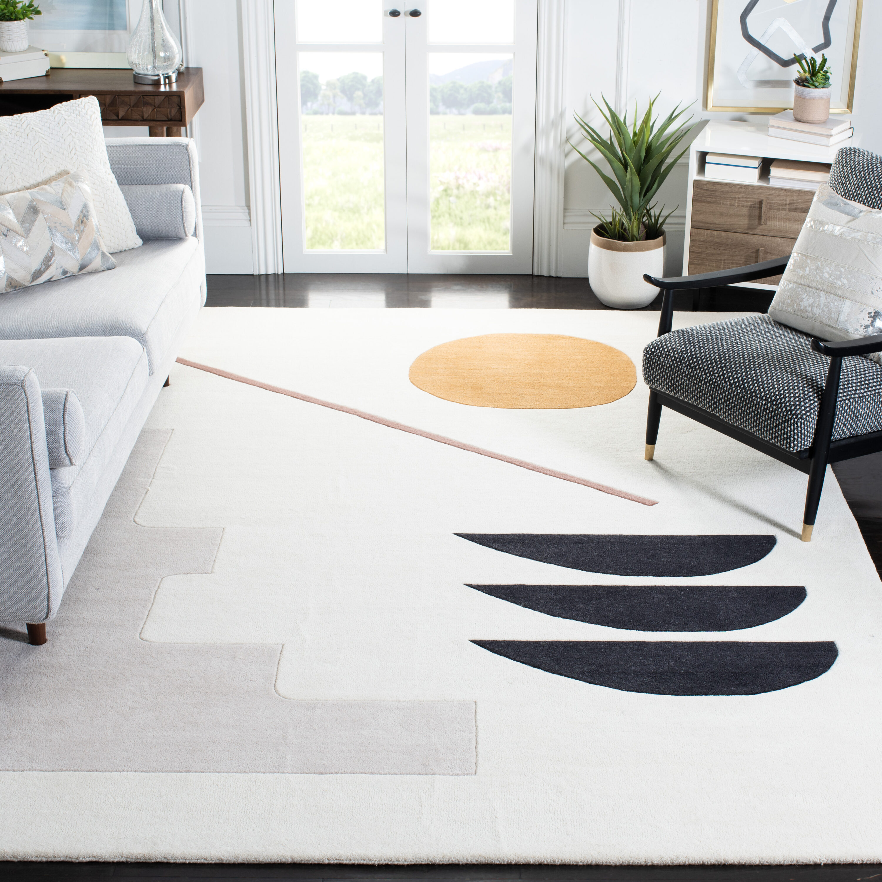  Fifth Avenue 115 Ivory/Brown Contemporary 6ft x 9ft Medium Rectangle Rug