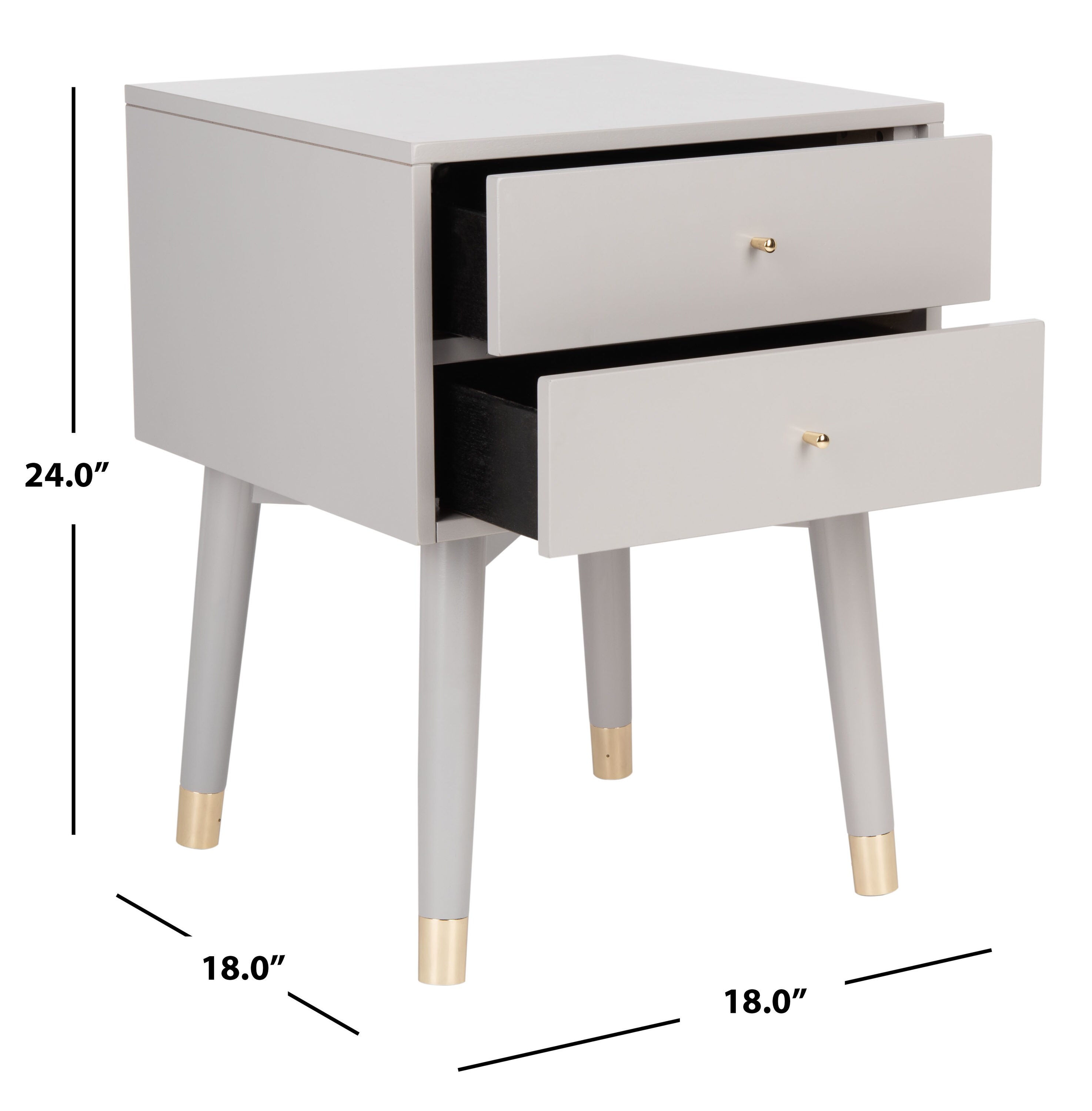 Safavieh Lyla Gray/Gold Rubberwood Nightstand at Lowes.com