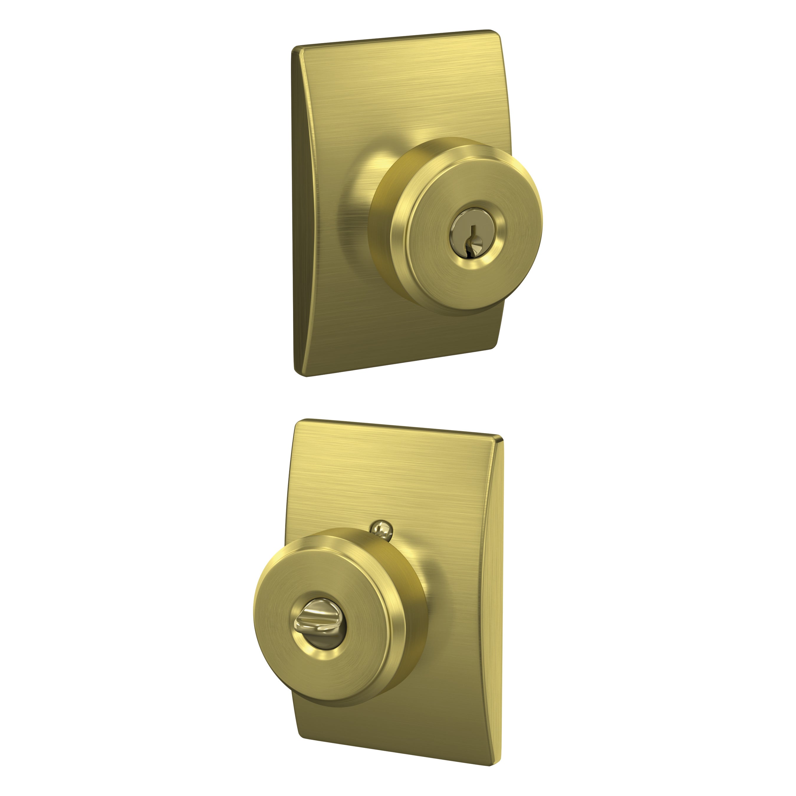 Schlage F51A BWE 608 CEN Custom Bowery - Century Satin Brass Exterior Keyed Entry Door Knob