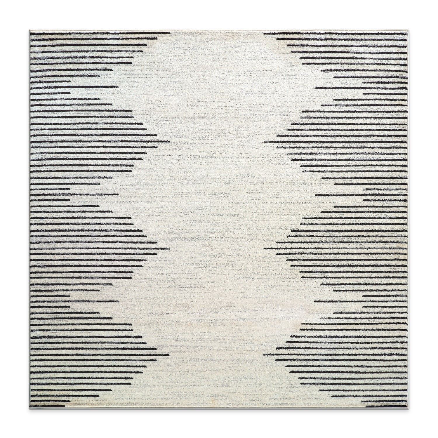 World Rug Gallery 385CREAM6SQ 6 x 6 (ft) Loomed Polypropylene Cream Square Indoor Stripe Bohemian/Eclectic Area rug