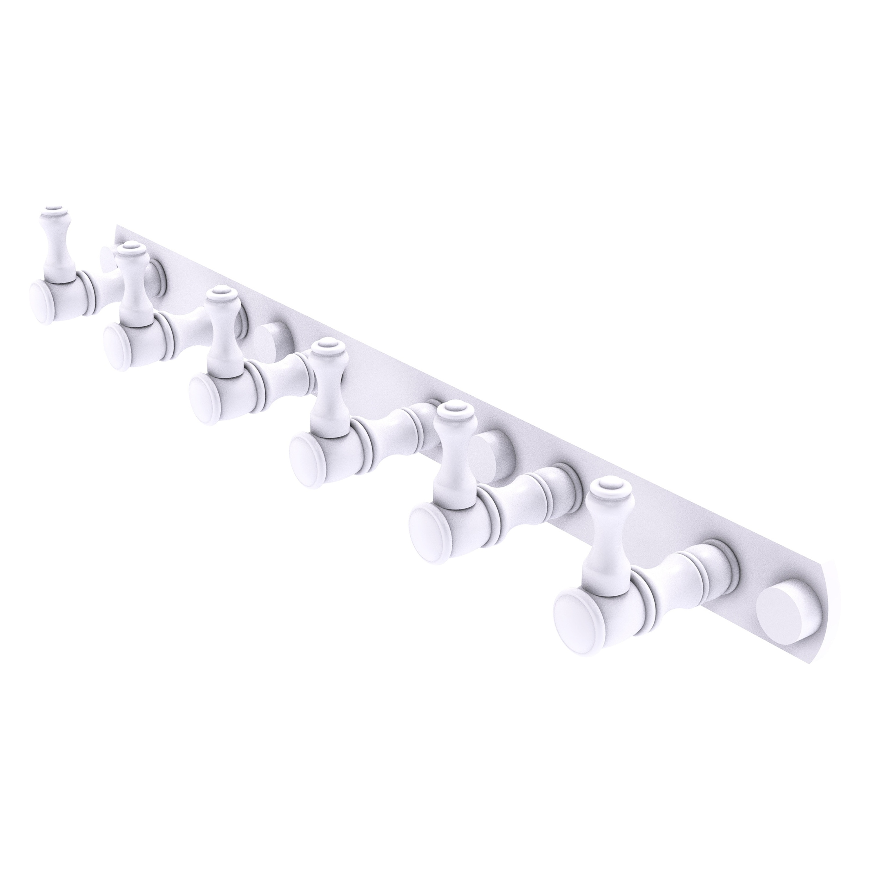 Allied Brass CL-20-6-WHM Carolina Matte White 6 -Hook Wall mount Towel Hook