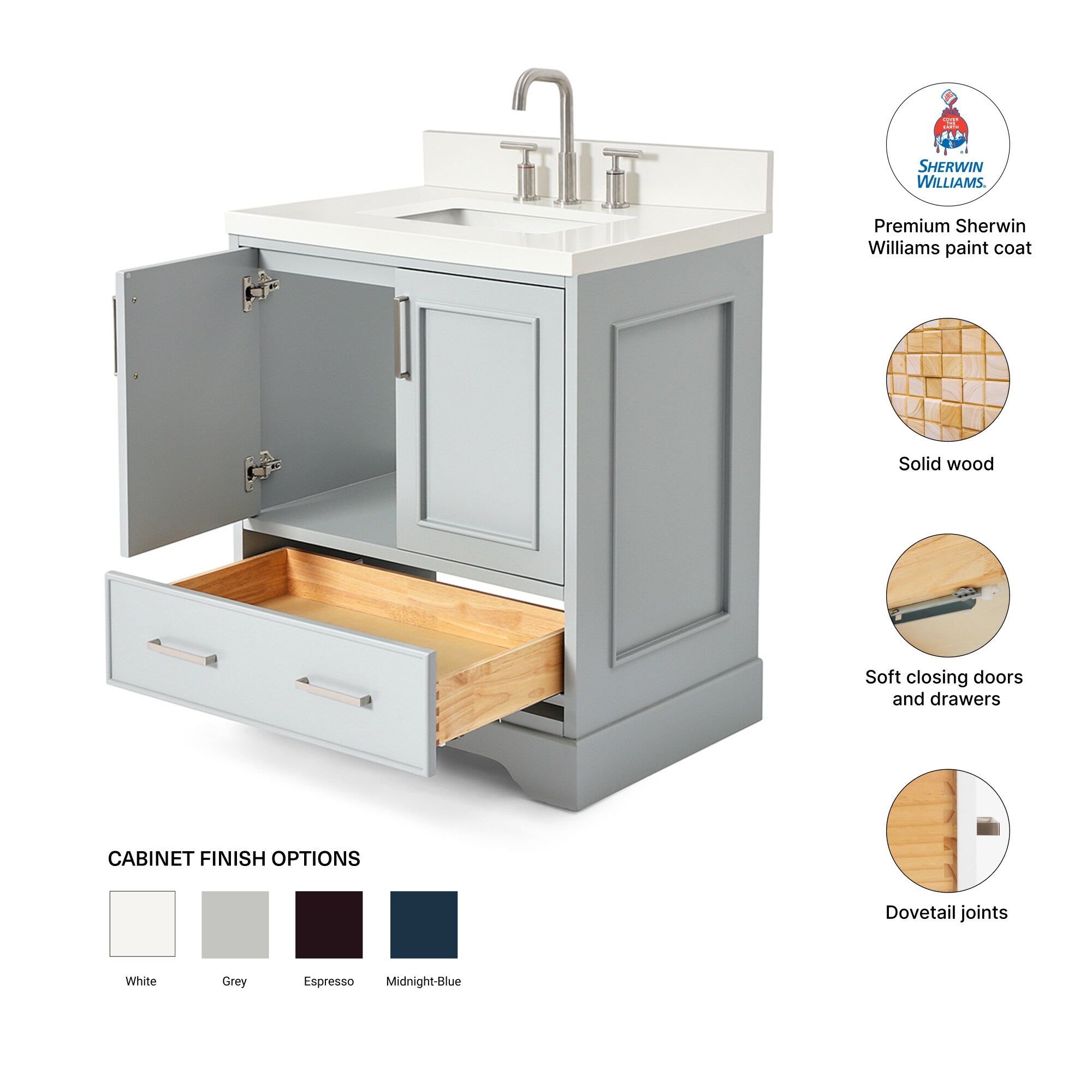 ARIEL M031SWQRVOGRY Bath-Vanity-Combo - View #4