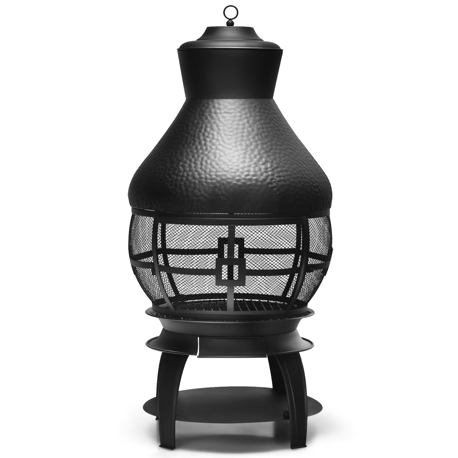 Costway OP70670 18-in W Black Iron Wood-Burning Fire Pit