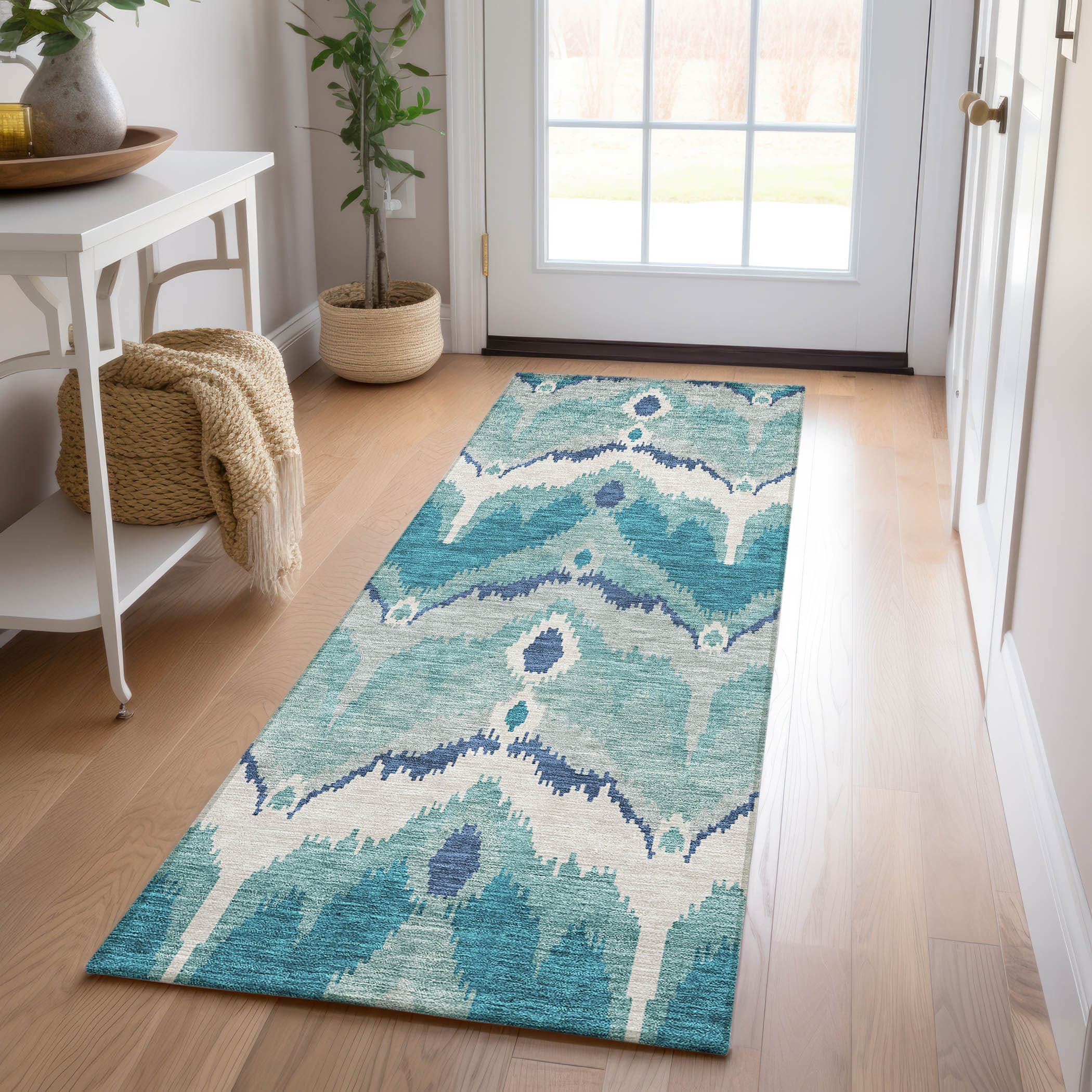 Addison Rugs ACN743TE2X8 Chantille ACN743TE 2 x 7 (ft) Polyester Teal Rectangular Indoor/Outdoor Geometric Machine washable Area rug
