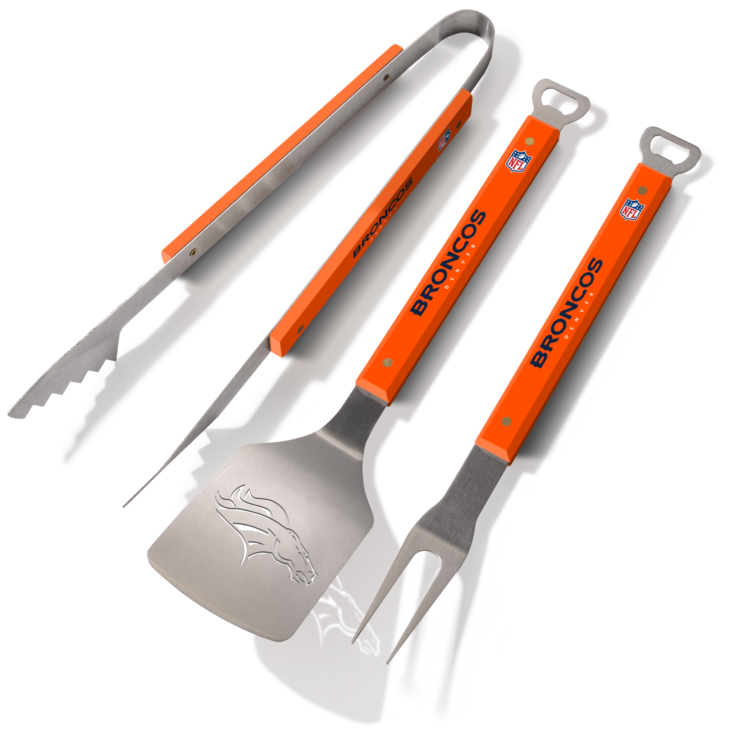 Sportula 9026938 Denver Broncos Spirit Series 3-Piece BBQ Set 3 -Piece Stainless steel Tool set