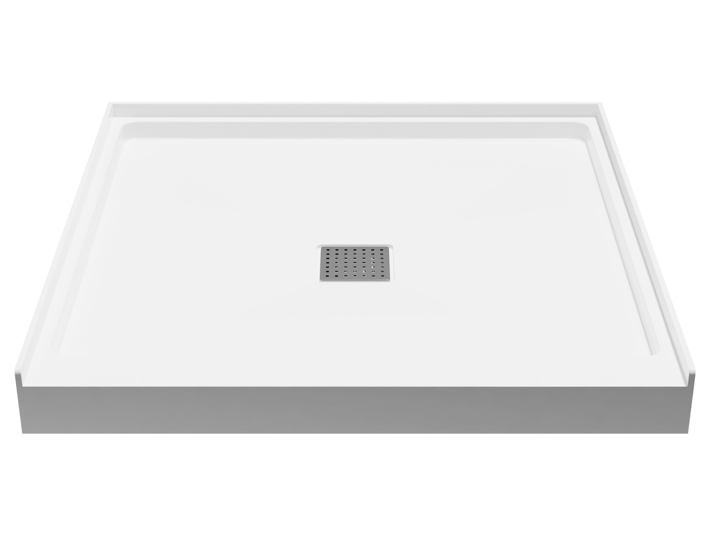 ANZZI Alexander 36-in W x 36-in L Center White Single Threshold Square Shower Pan Base with 2.13-in H Threshold
