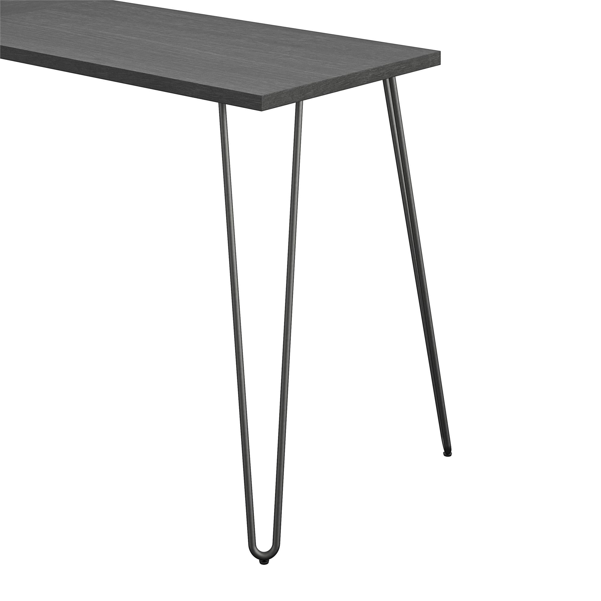 Haven 55'' Black Oak Corner Computer Desk with Metal Frame