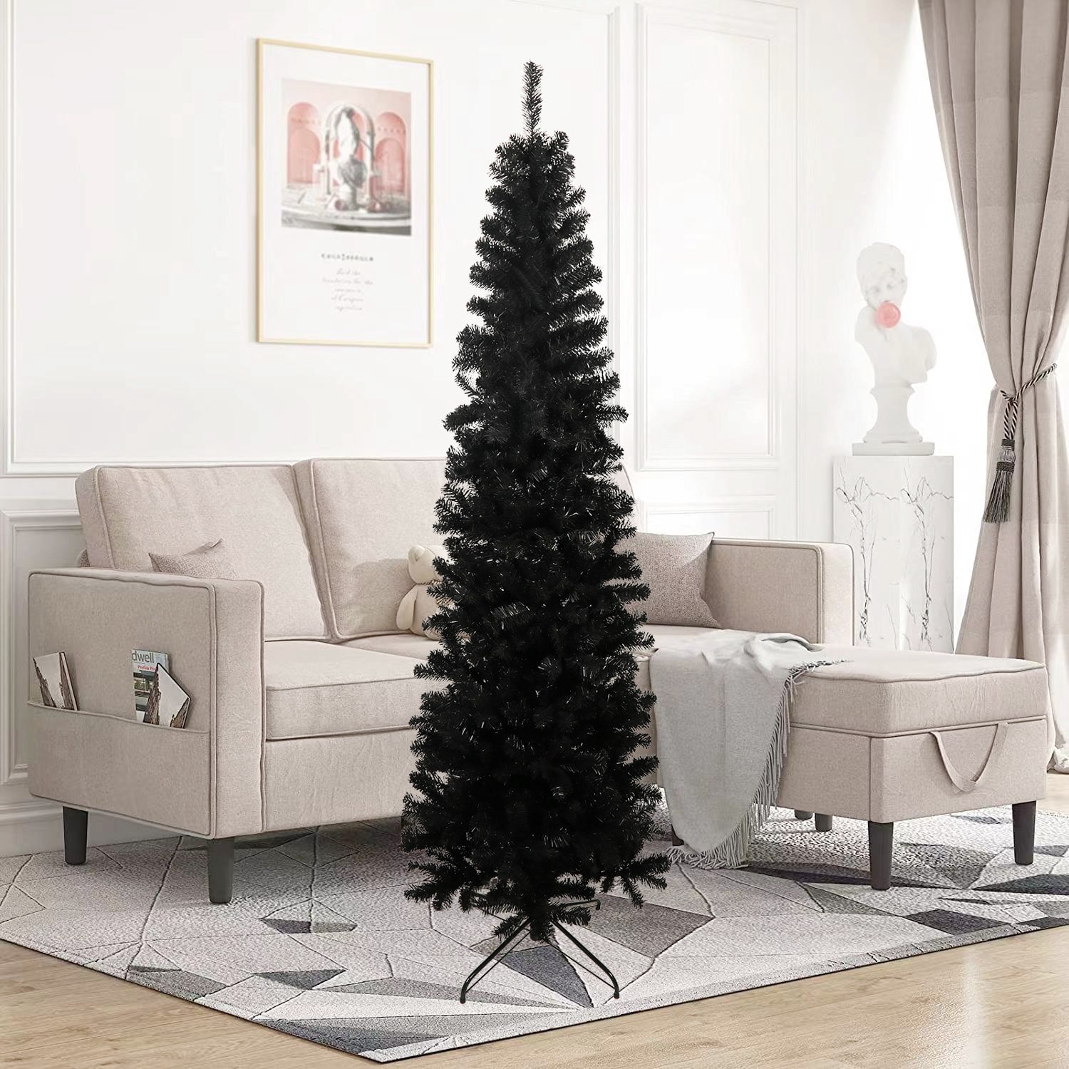 REIBII FXLS0605-510A52 7.5FT Slim Artificial Christmas Tree with Stand Christmas Deco for Holiday