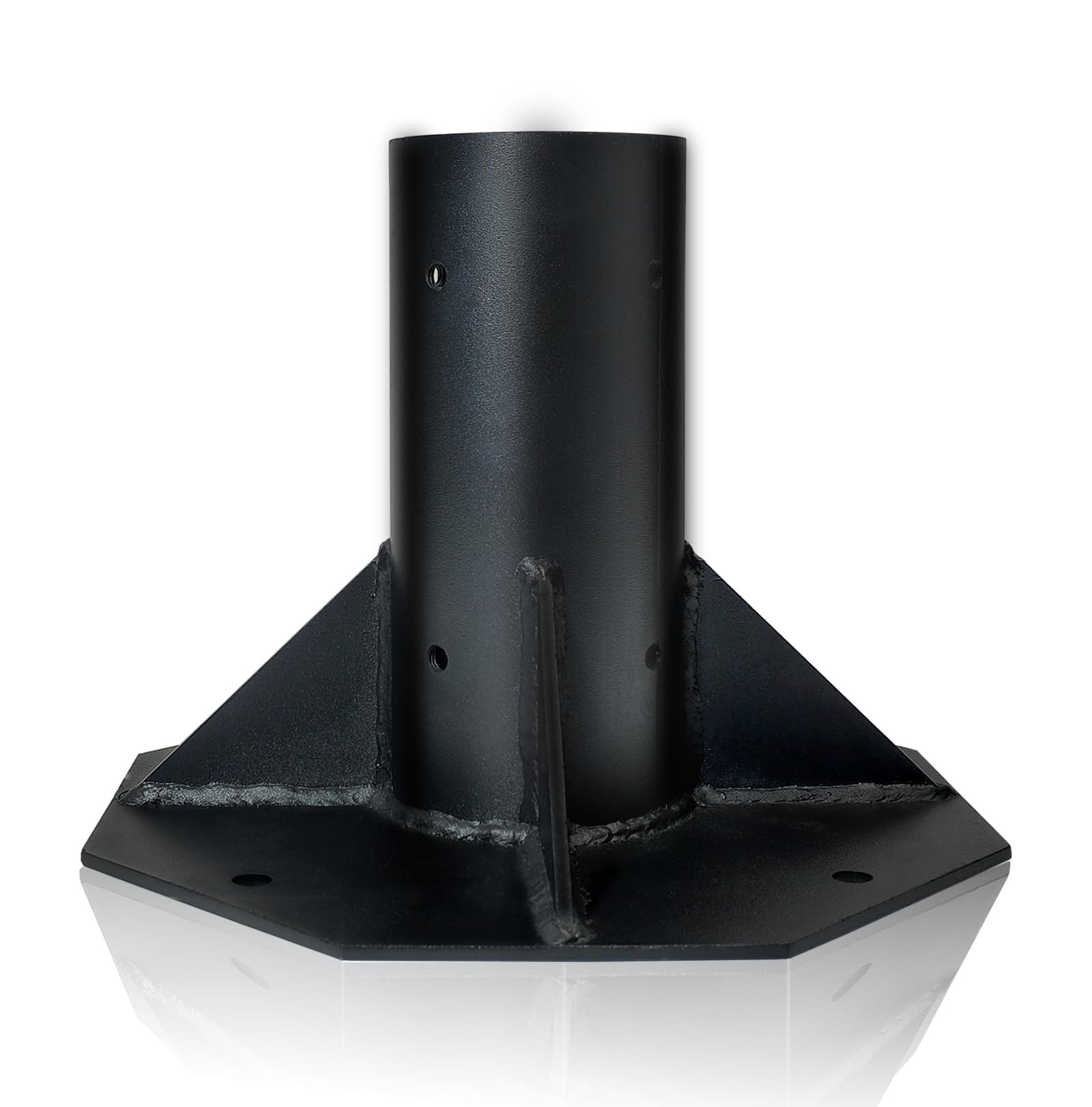 Etokfoks  Black Steel Outdoor Light Post Base 3 in Surface Mount Heavy Duty Corrosion Resistant 1 Pack
