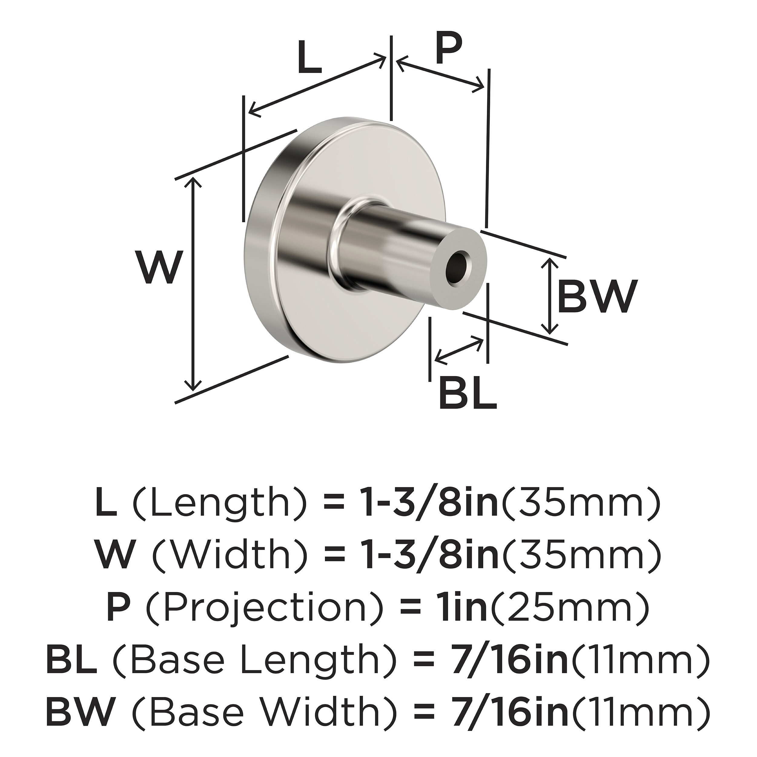 Versa Polished Nickel Round Cabinet Knob with Mounting Hardware