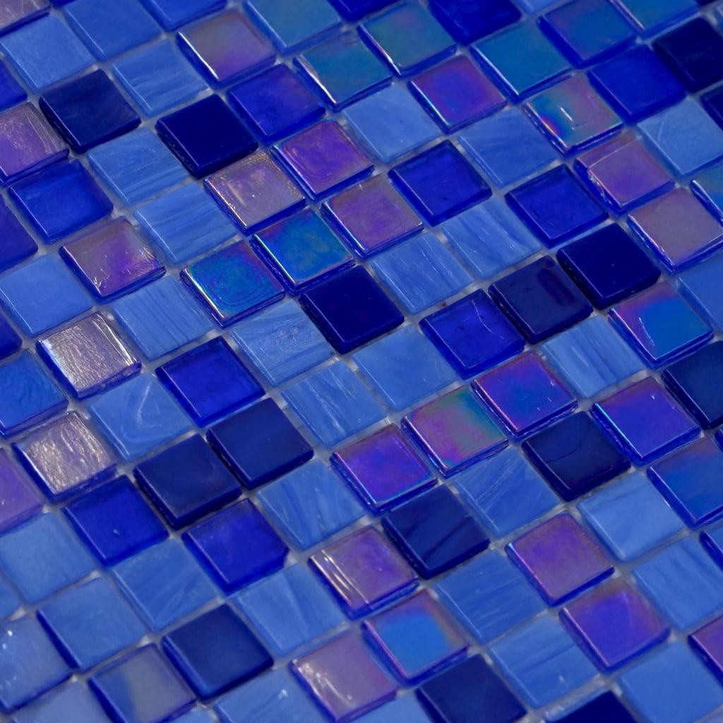 Mingles 11.6" x 11.6" Glossy Blue Glass Mosaic Tile