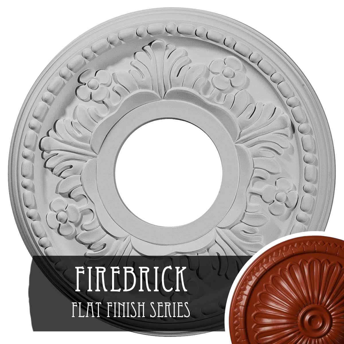 Ekena Millwork CM11HEFIF Helene 11.875-in W x 11.875-in L Painted Firebrick Polyurethane Whole Ceiling Medallion